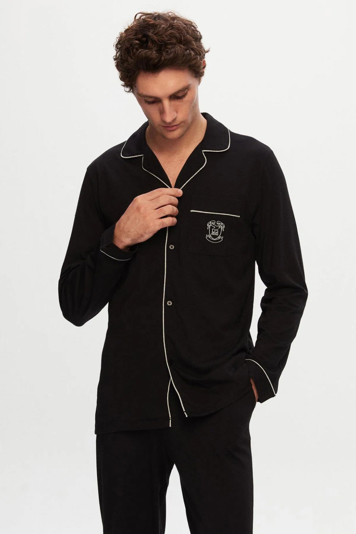 Ds Damat 3-Piece Pajama-Robe/Gown Groom Dowry Set - Black