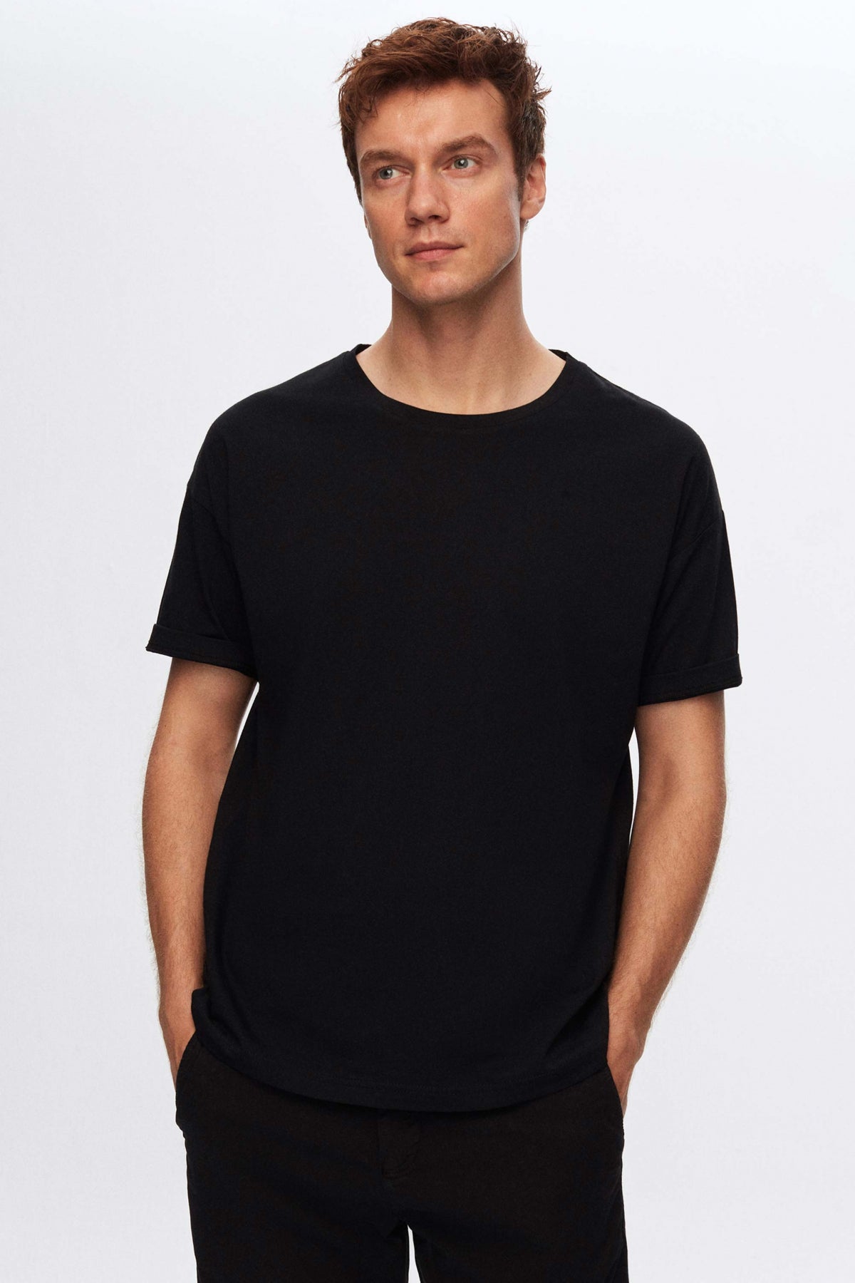 Ds Damat 5-Pack Oversize 100% Cotton T-Shirts - Black/Navy Blue/Burgundy/Khaki/White