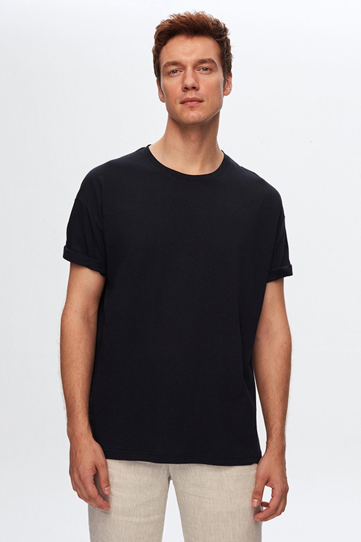 Ds Damat 5-Pack Oversize 100% Cotton T-Shirts - Black/Navy Blue/Burgundy/Khaki/White