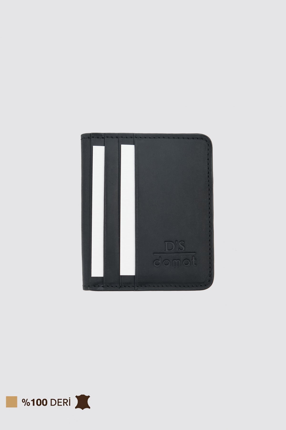 Ds Damat Boxed External Card Slot Genuine Crazy Leather Wallet - Black