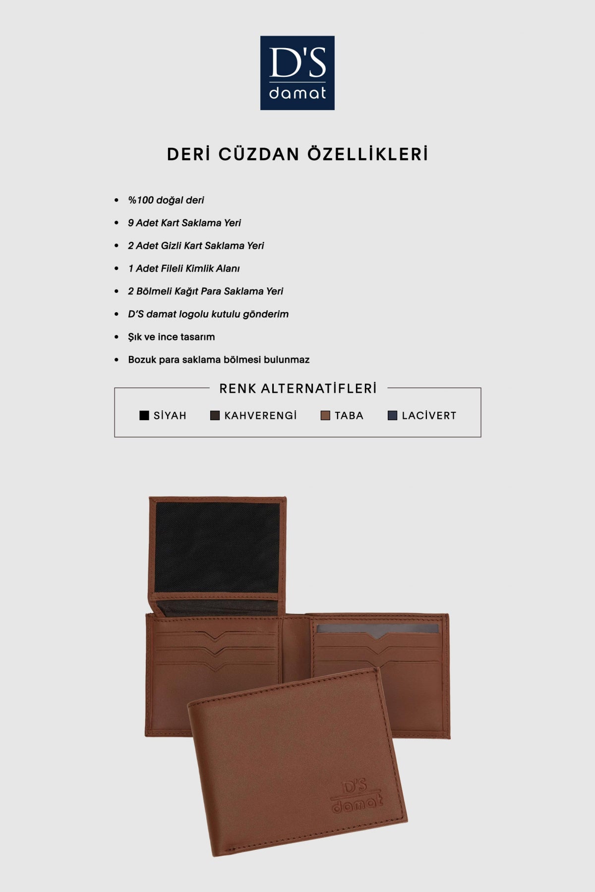 Ds Damat Boxed Genuine Leather Wallet - Tan