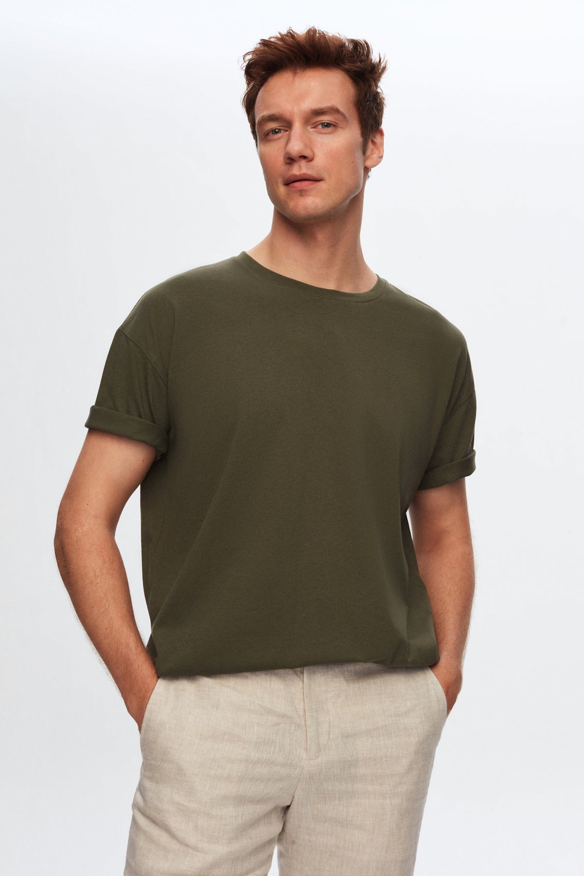 Ds Damat Comfort 100% Cotton T-Shirt - Khaki