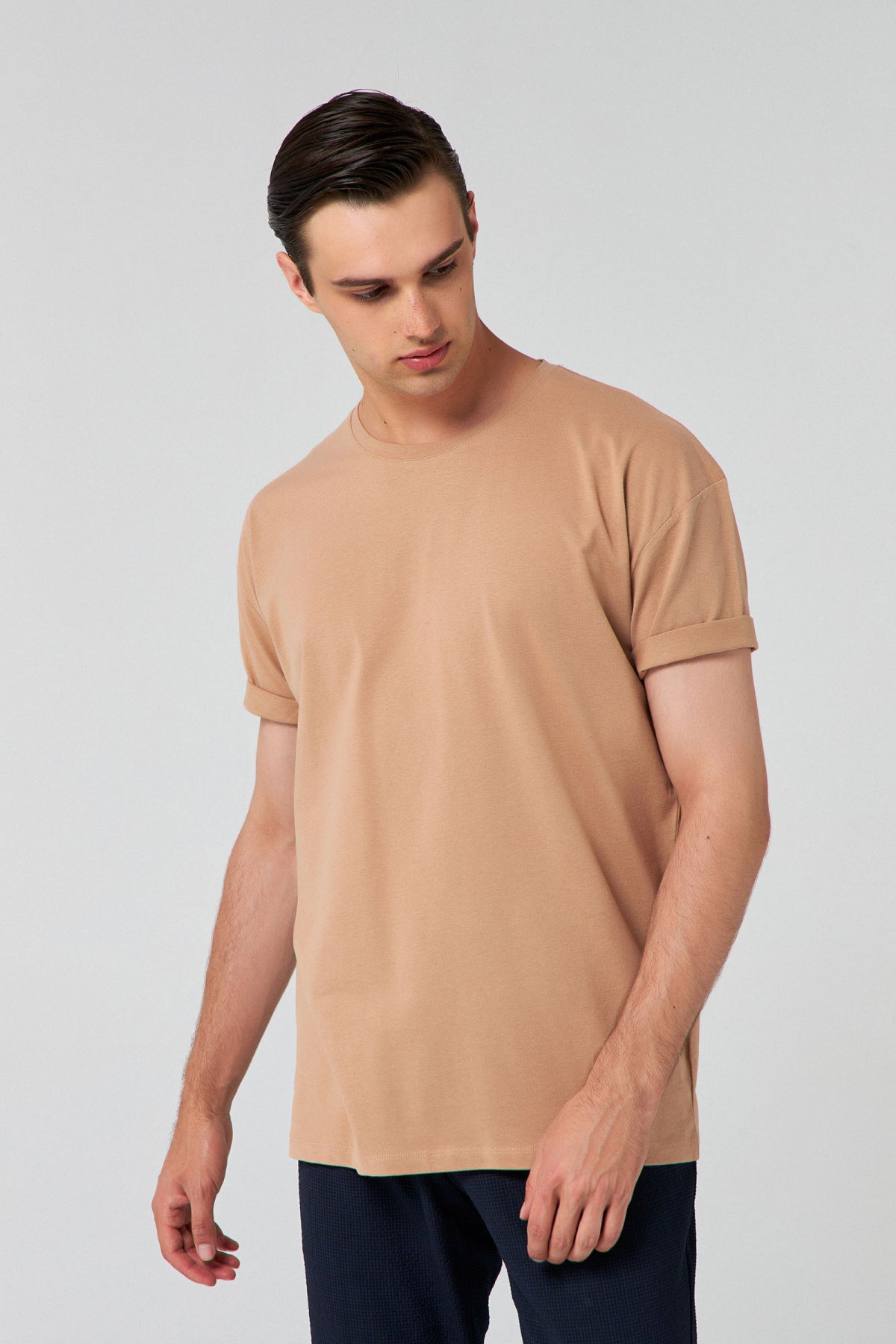 Ds Damat Comfort 3-Pack Loose Fit 100% Cotton T-Shirt - Black/Brown/Beige