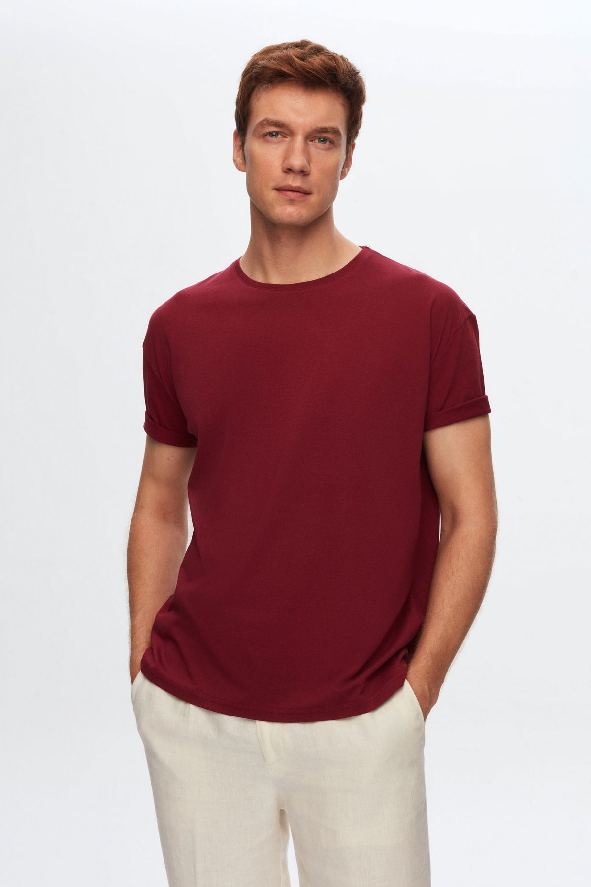 Ds Damat Comfort 3-Pack Loose Fit 100% Cotton T-Shirt - White/Burgundy/Black