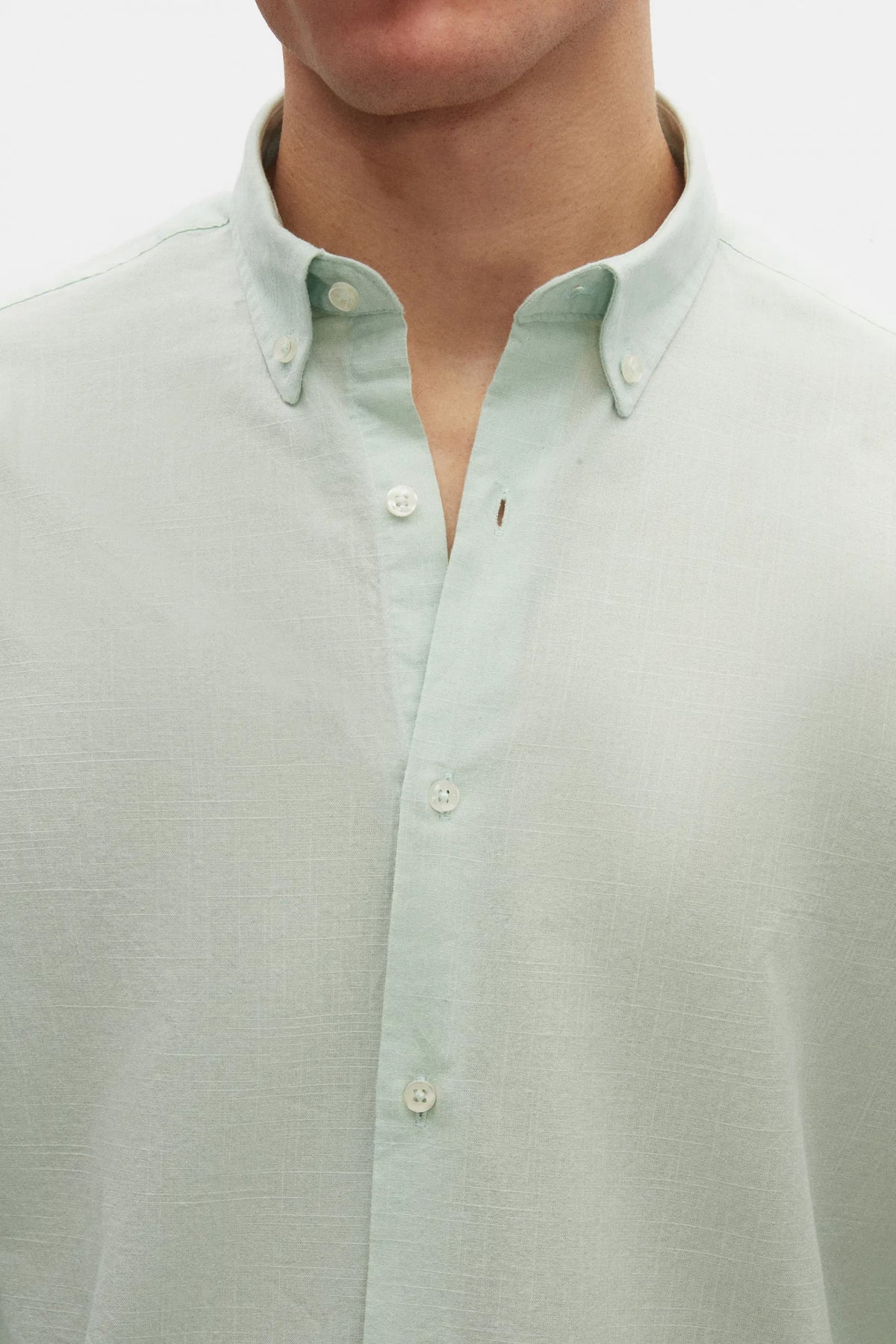 Ds Damat Comfort Button-Down Relaxed Fit Linen-Look 100% Cotton Shirt - Aqua Green
