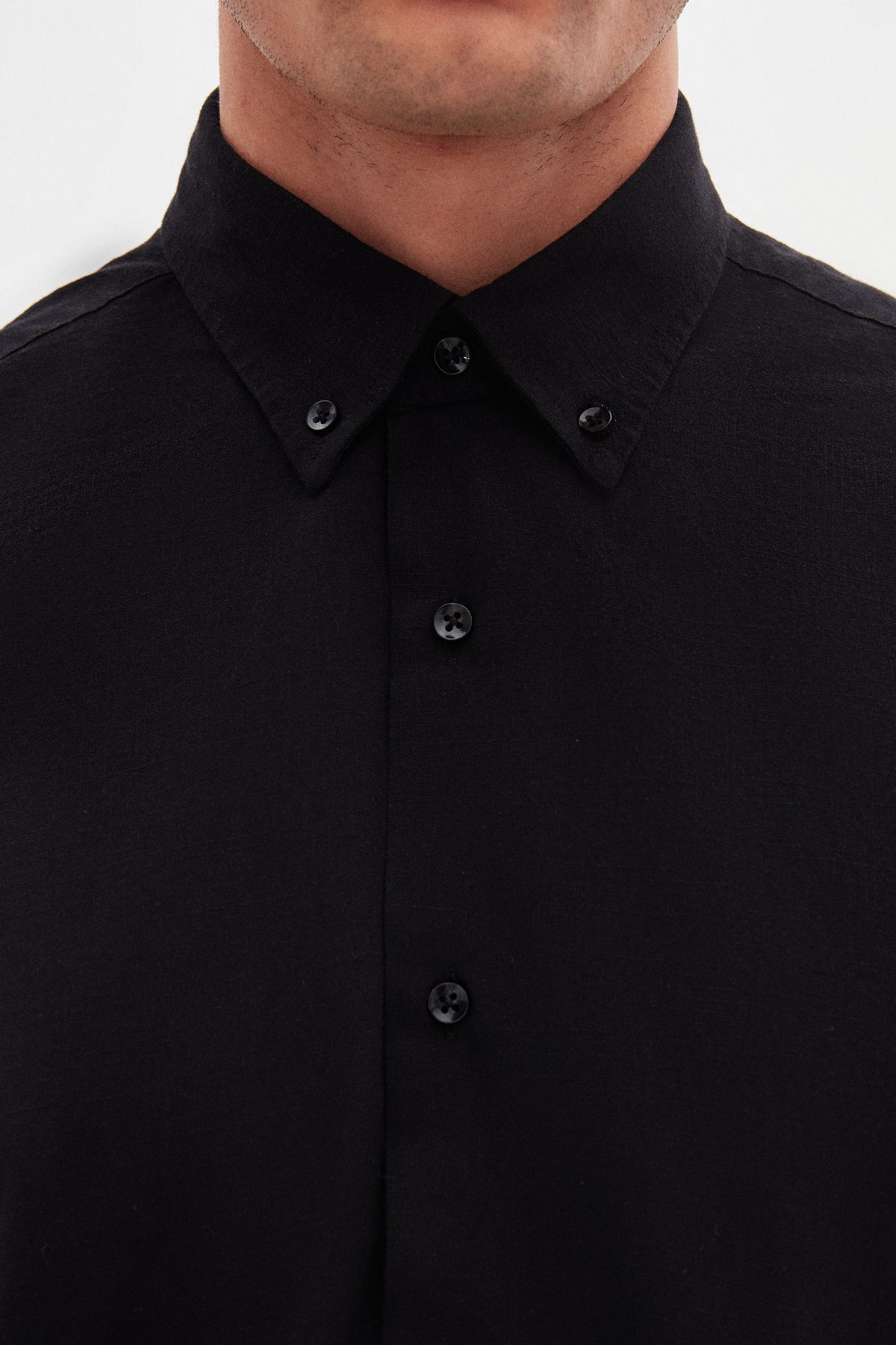 Ds Damat Comfort Button-Down Relaxed Fit Linen-Look 100% Cotton Shirt - Black