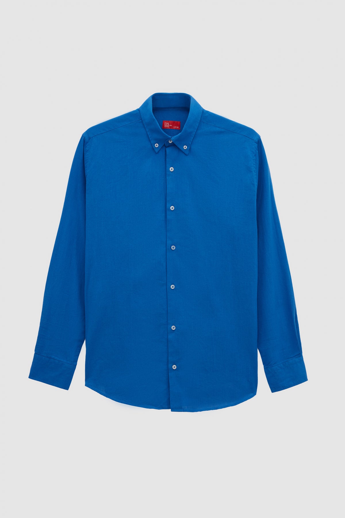 Ds Damat Comfort Button-Down Relaxed Fit Linen-Look 100% Cotton Shirt - Cobalt Blue