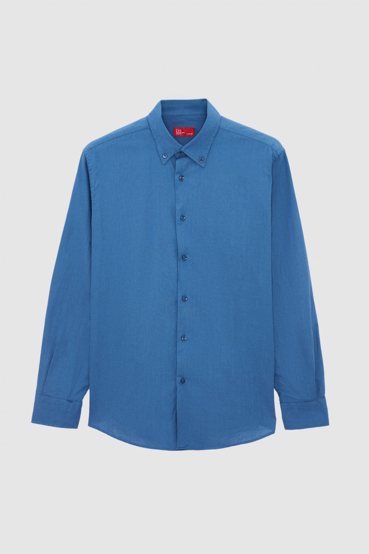 Ds Damat Comfort Button-Down Relaxed Fit Linen-Look 100% Cotton Shirt - Indigo