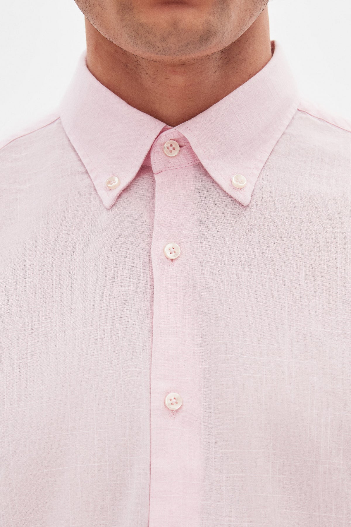 Ds Damat Comfort Button-Down Relaxed Fit Linen-Look 100% Cotton Shirt - Pink