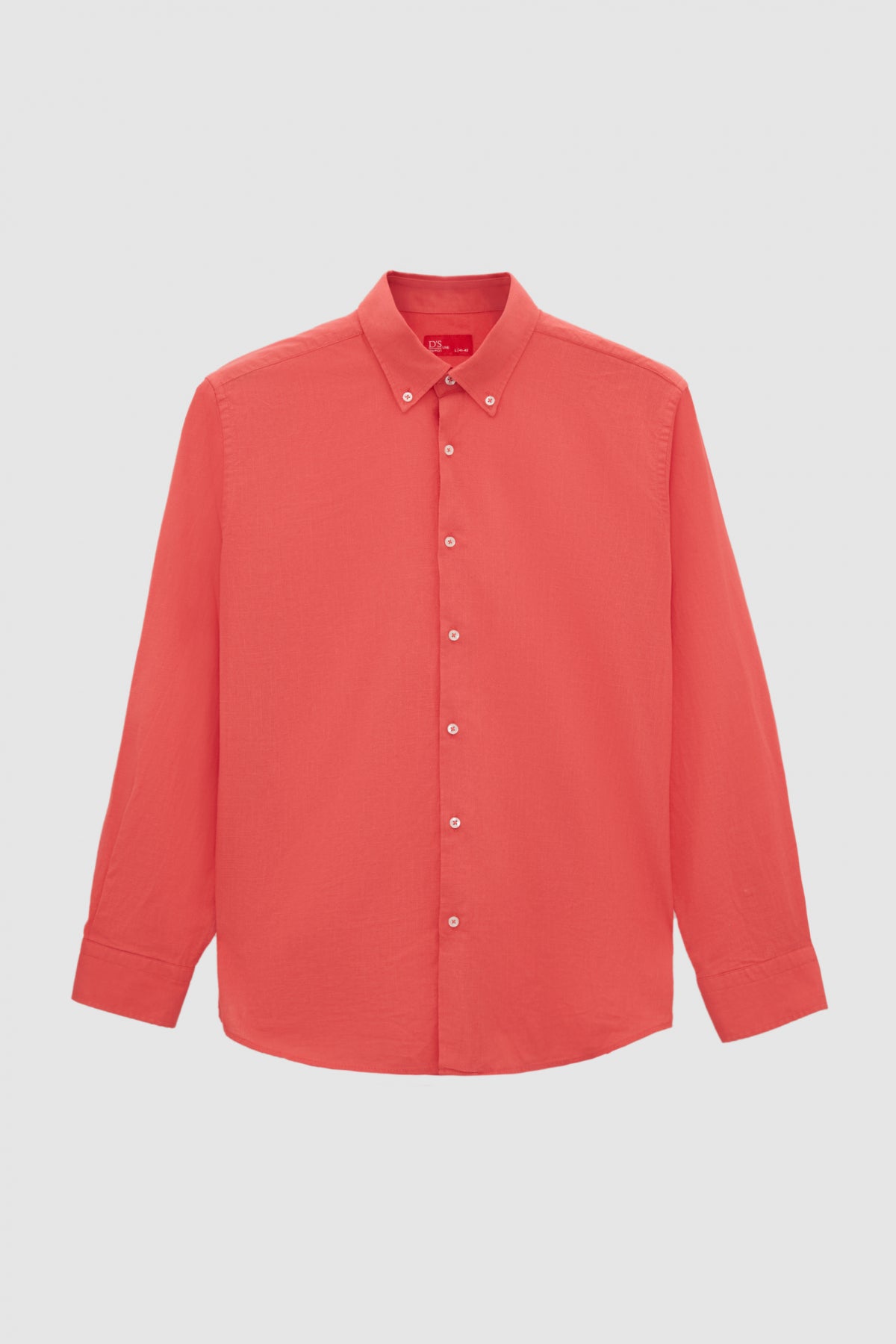 Ds Damat Comfort Button-Down Relaxed Fit Linen-Look 100% Cotton Shirt - Pomegranate