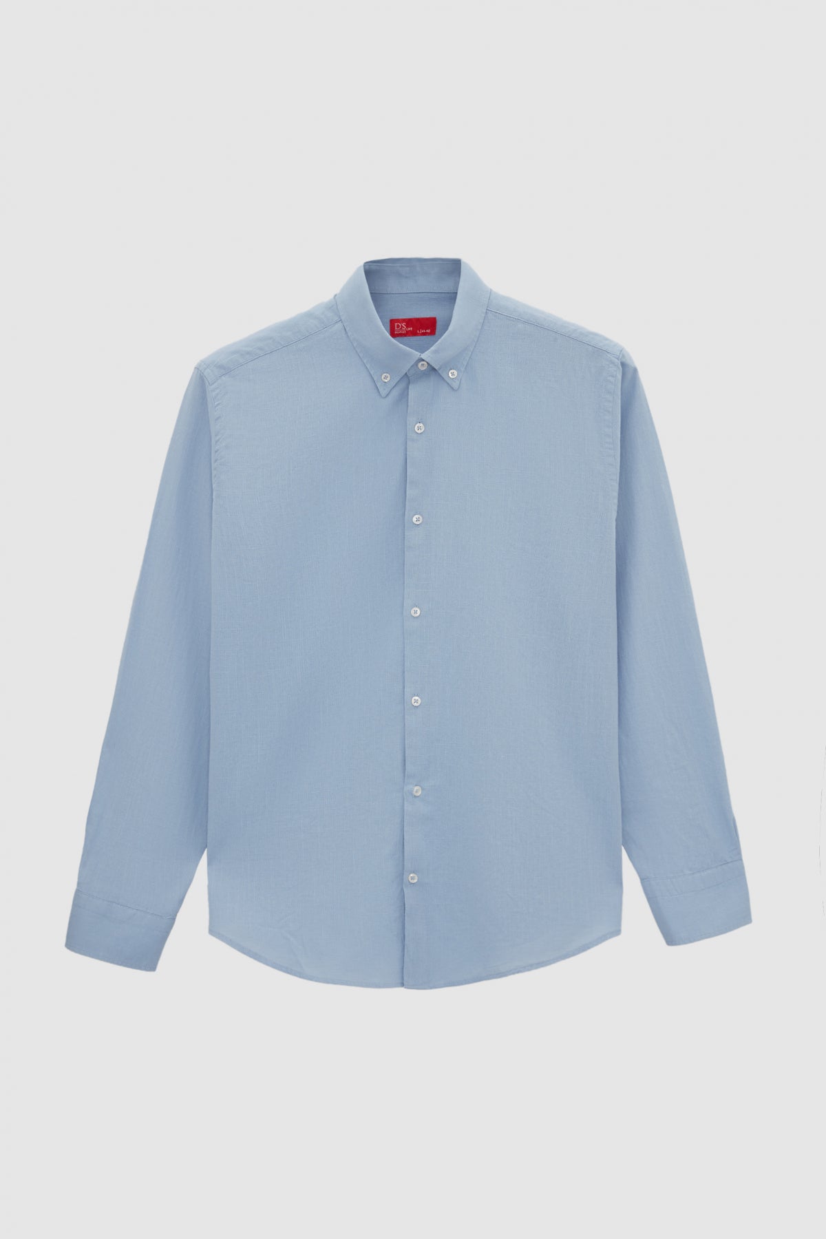 Ds Damat Comfort Button-Down Relaxed Fit Linen-Look 100% Cotton Shirt - Powder Blue
