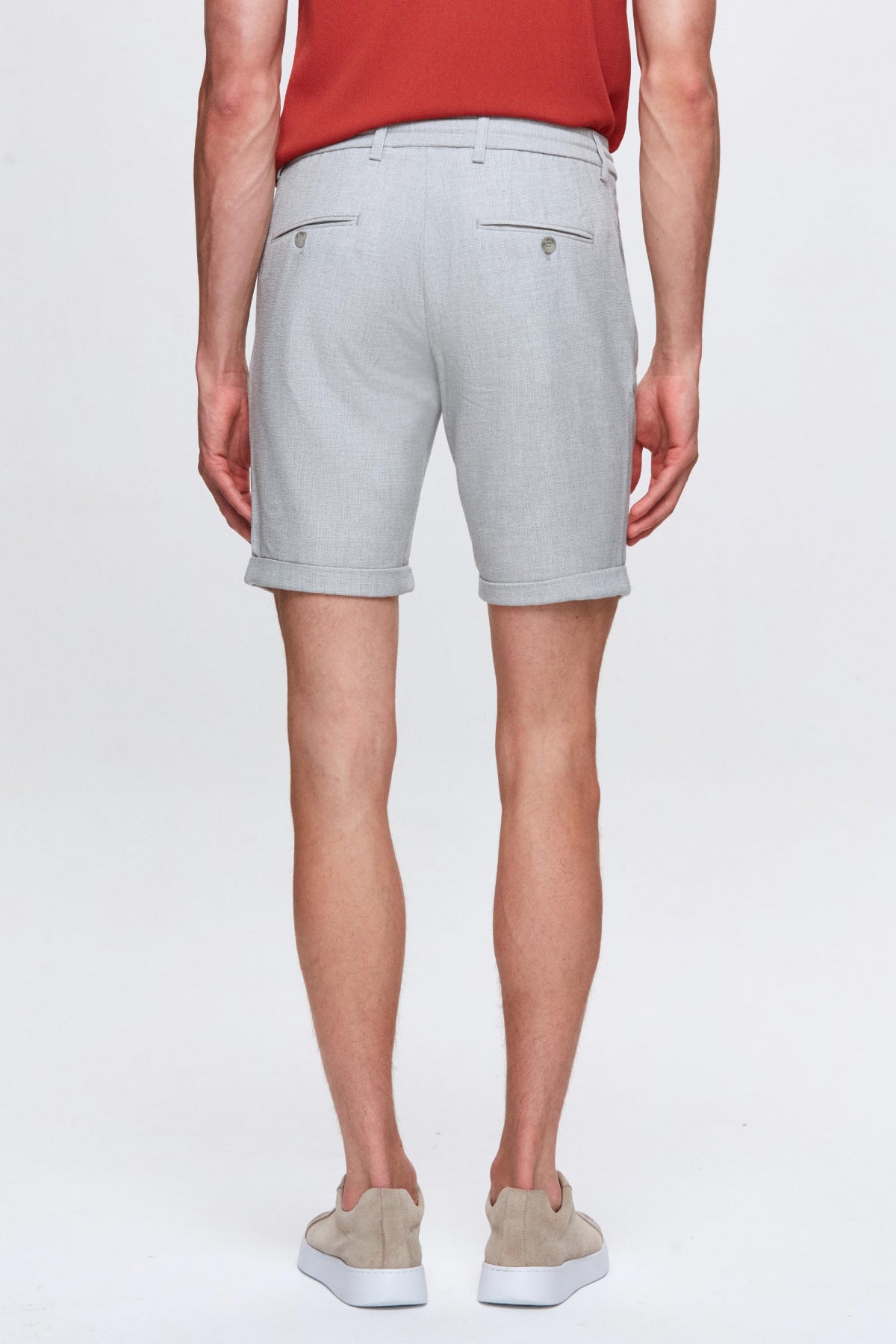 Ds Damat Elastic Waist Drawstring Double Cuff Viscose Jogger Shorts - Beige