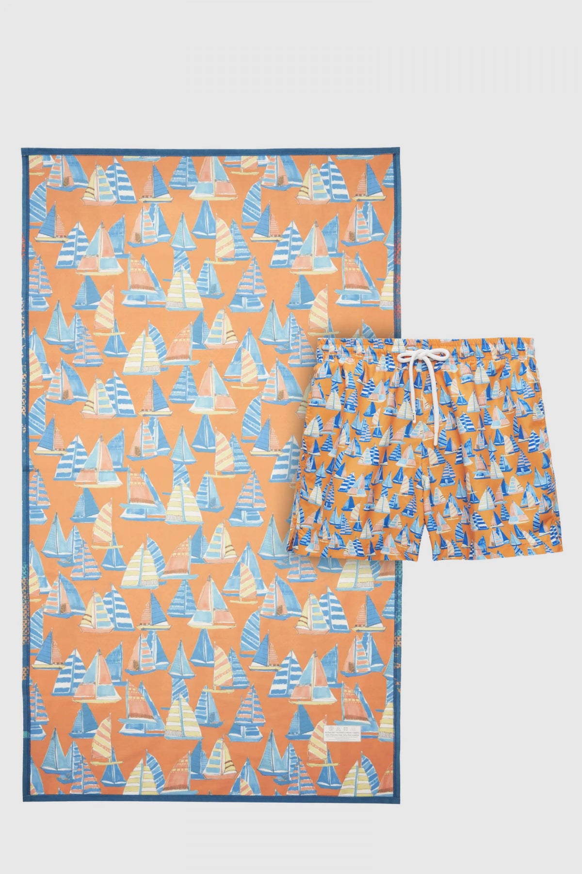 Ds Damat Microfiber 85x150 cm Beach Towel Shorts Swimwear Set - Navy Blue