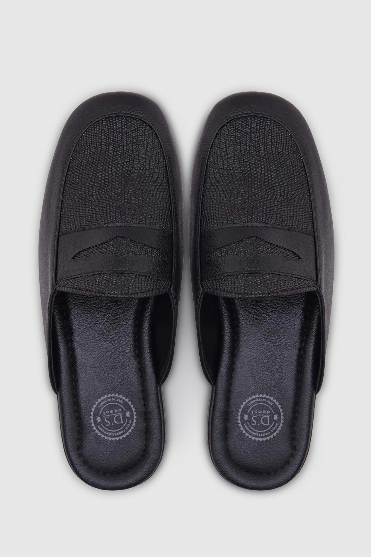 Ds Damat Patterned Guest Groom Home Men's Slippers - Black
