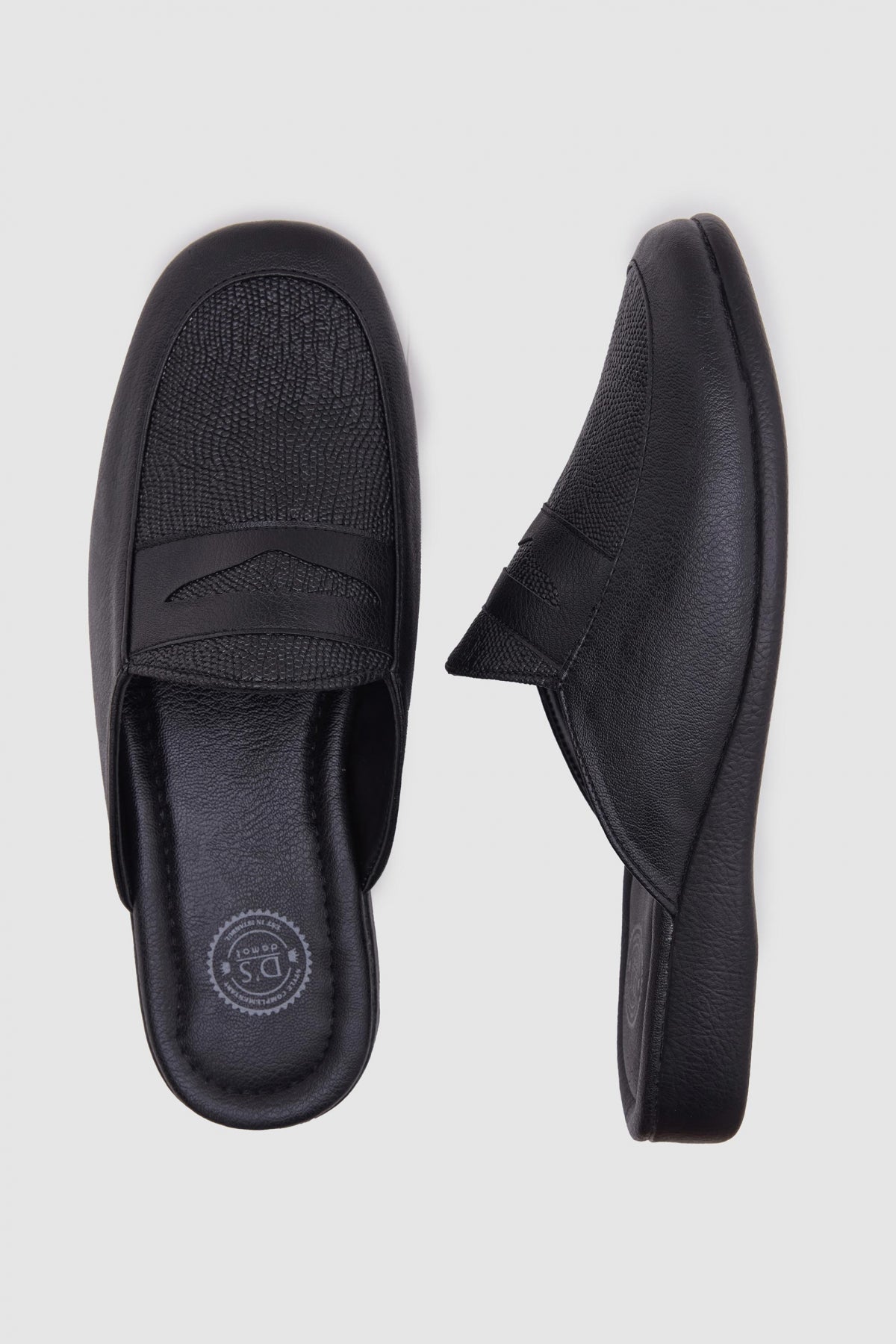 Ds Damat Patterned Guest Groom Home Men's Slippers - Black