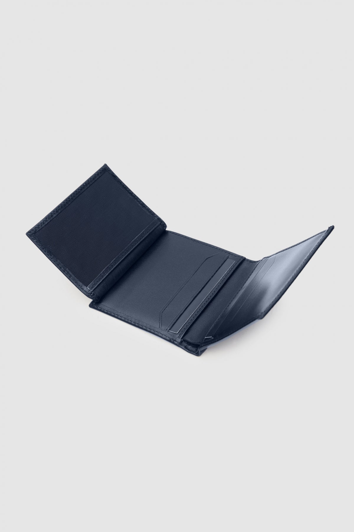 Ds Damat Plain Boxed Genuine Leather Wallet - Navy Blue