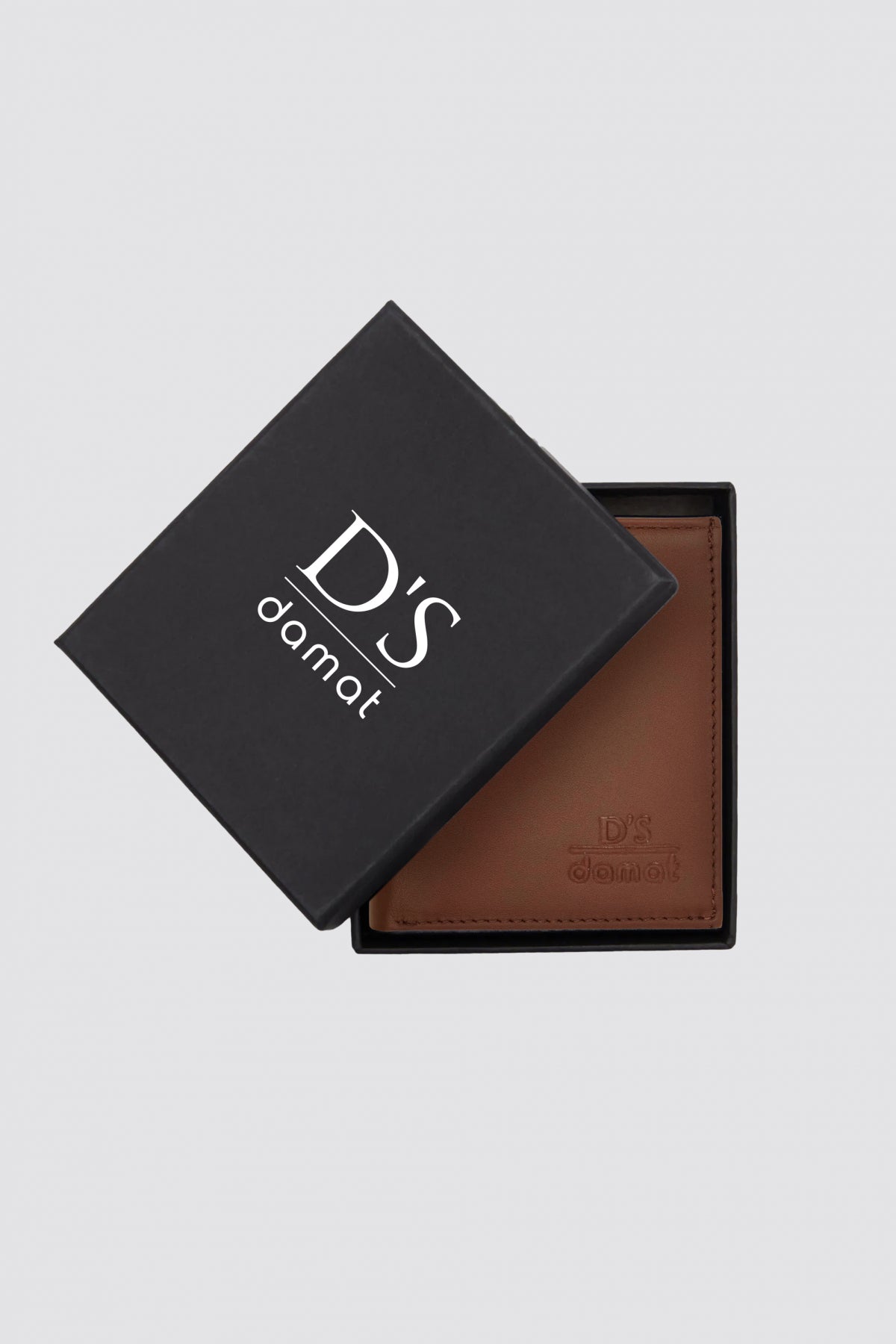 Ds Damat Plain Boxed Genuine Leather Wallet - Tan