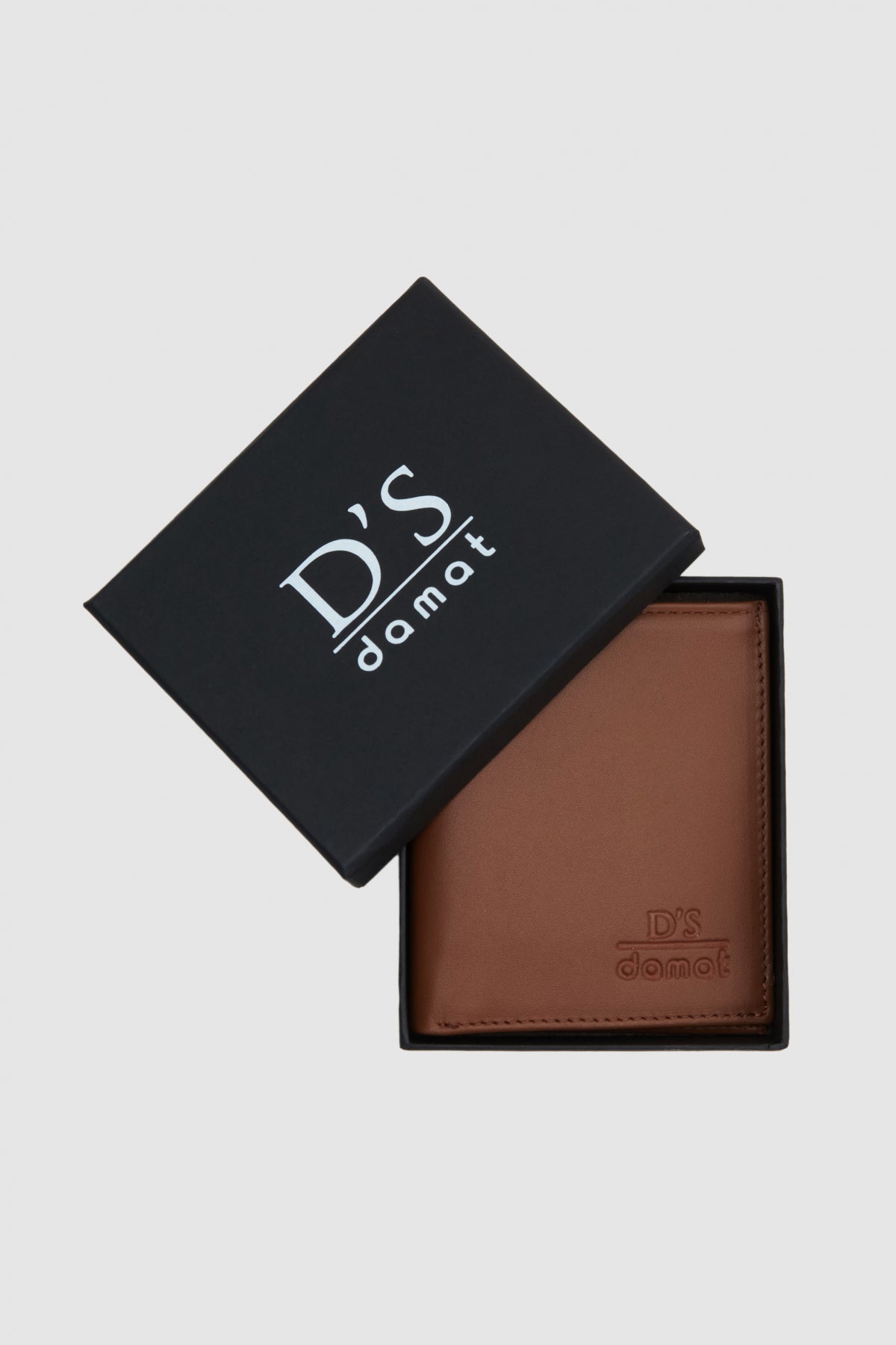 Ds Damat Plain Boxed Genuine Leather Wallet - Tan