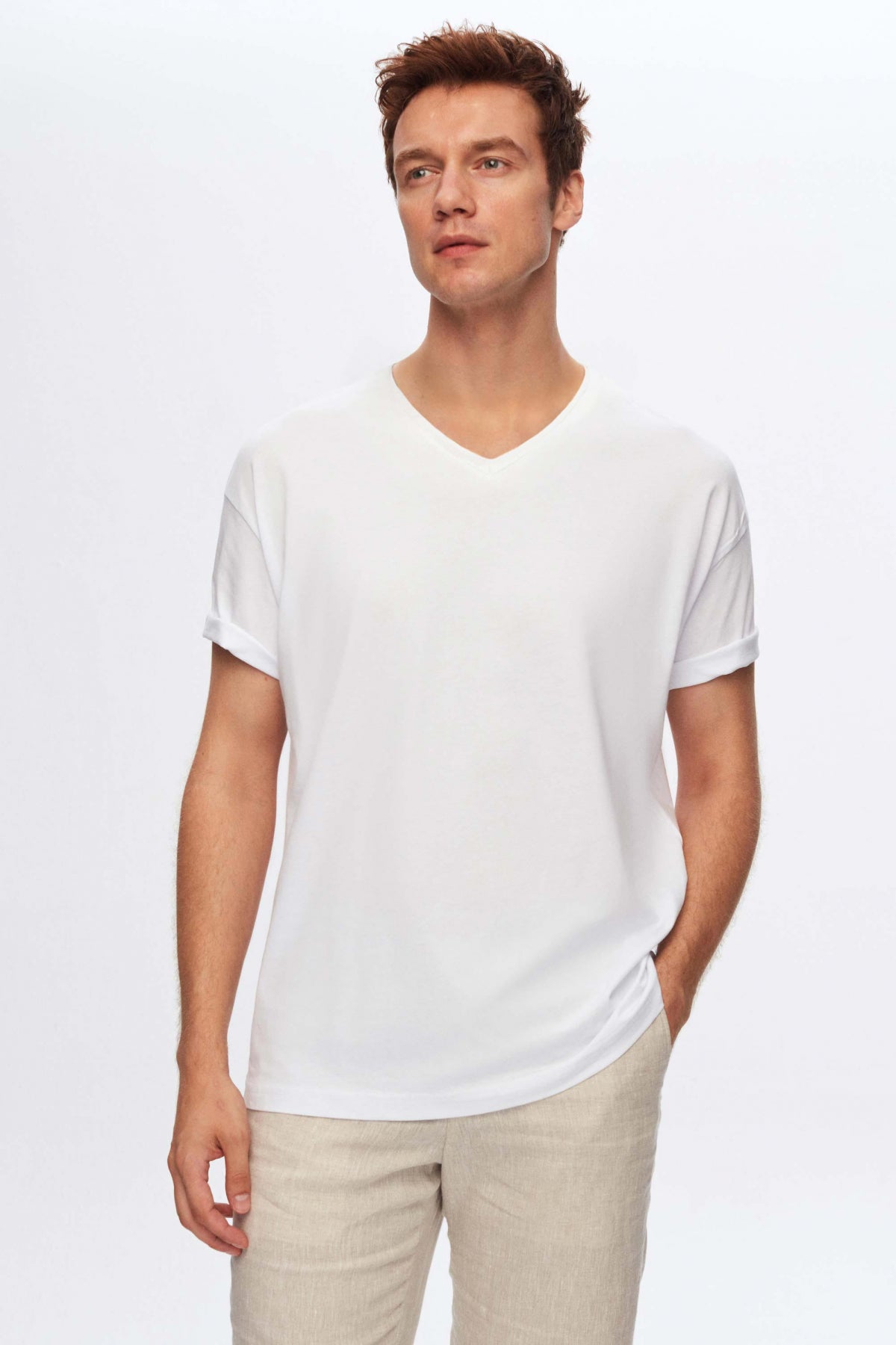 Ds Damat Regular Fit 100% Cotton T-Shirt - White