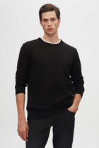 Ds Damat Regular Fit Anti-Pilling Crew Neck Knit Sweater  - Black