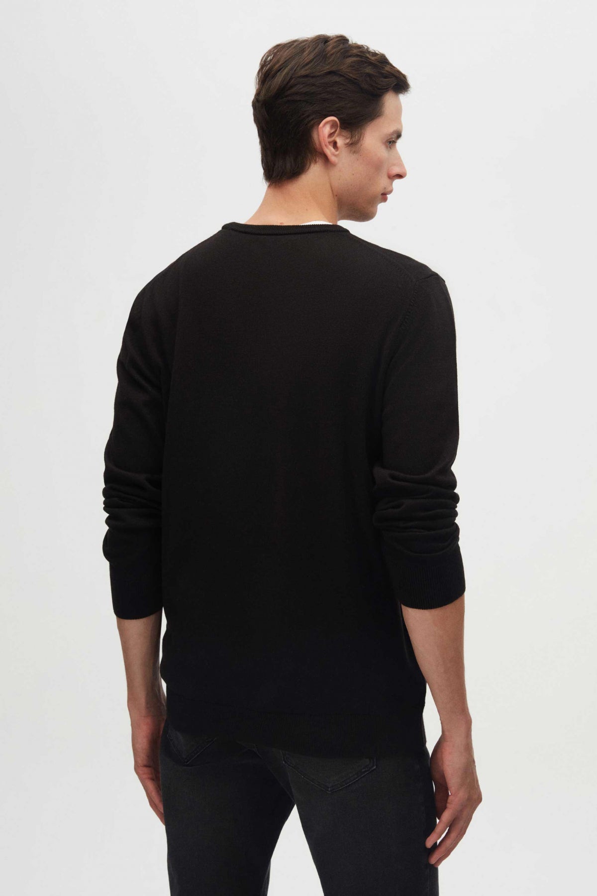 Ds Damat Regular Fit Anti-Pilling Crew Neck Knit Sweater - Black