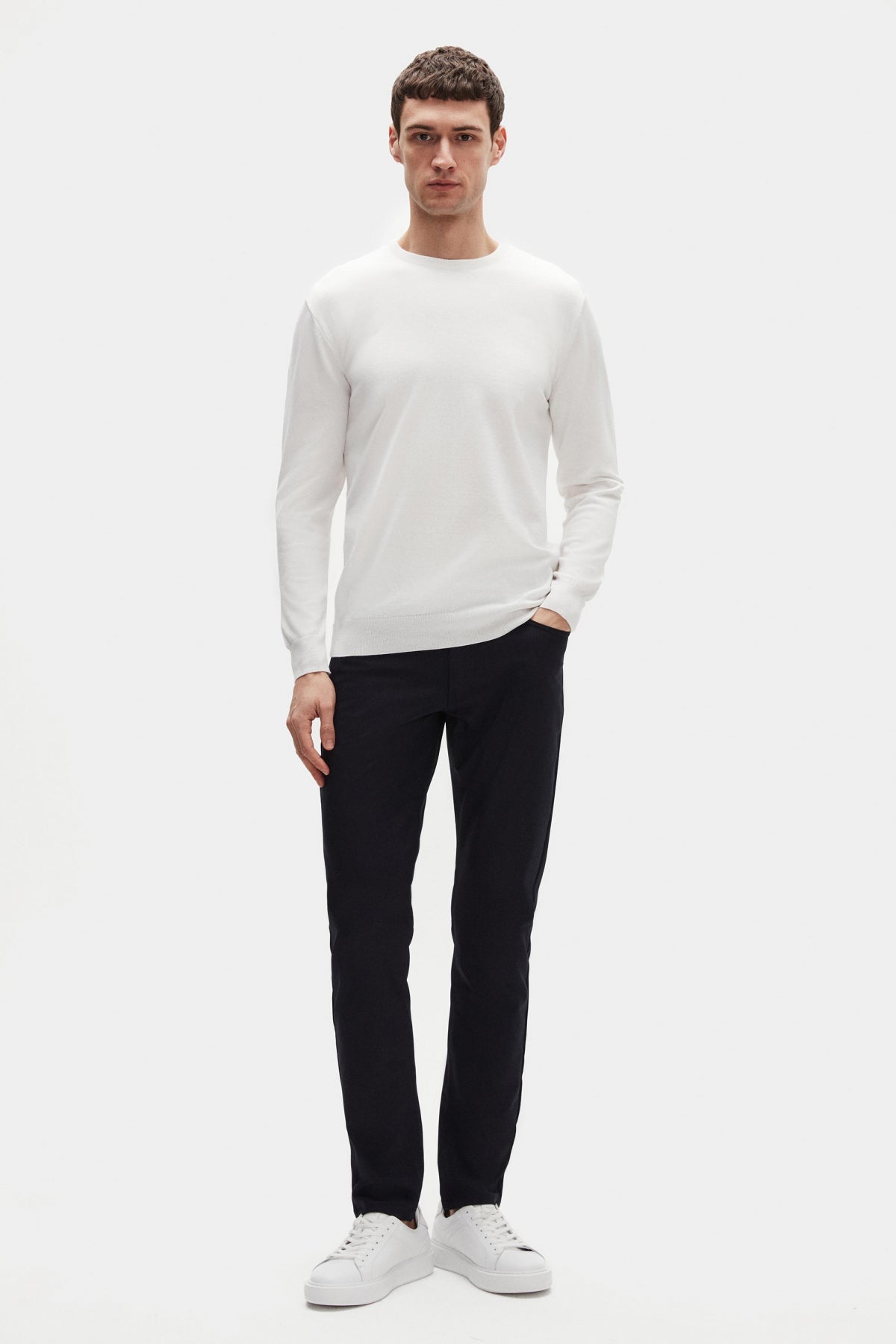 Ds Damat Regular Fit Anti-Pilling Crew Neck Knit Sweater - Ecru