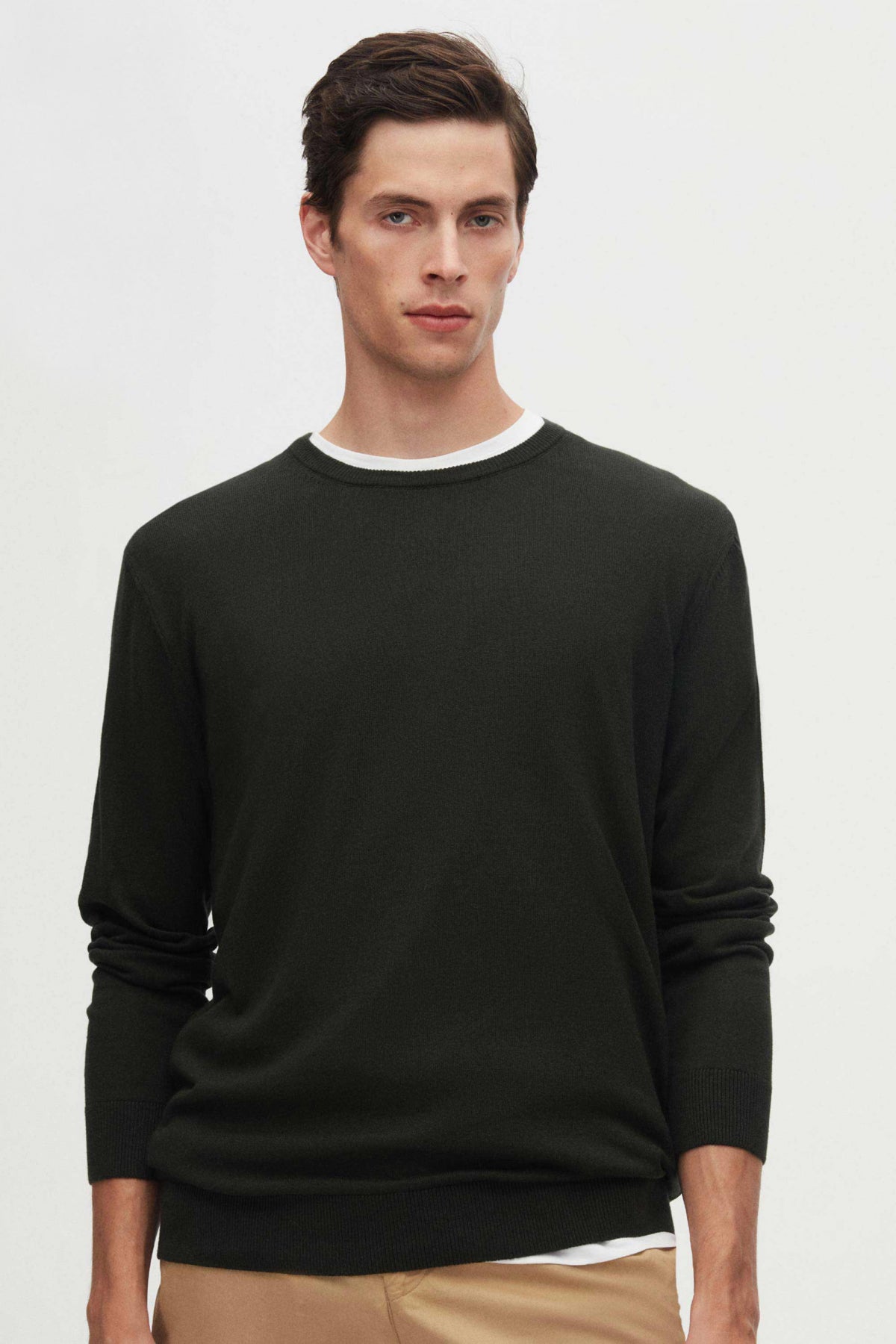 Ds Damat Regular Fit Anti-Pilling Crew Neck Knit Sweater  - Khaki