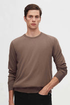 Ds Damat Regular Fit Anti-Pilling Crew Neck Knit Sweater  - Taupe