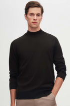 Ds Damat Regular Fit Cotton Blend Half Turtleneck Knit Sweater  - Black