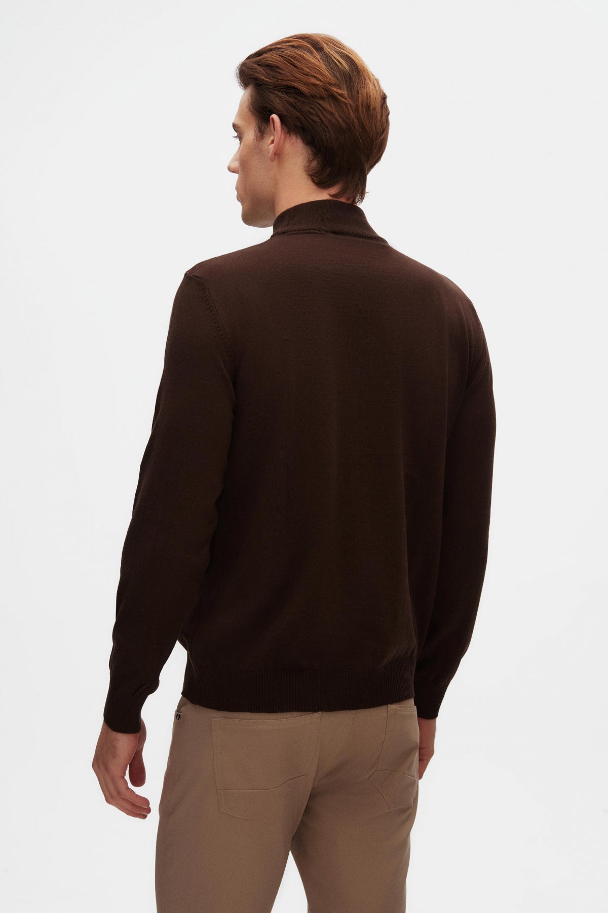Ds Damat Regular Fit Cotton Blend Half Turtleneck Knit Sweater - Brown