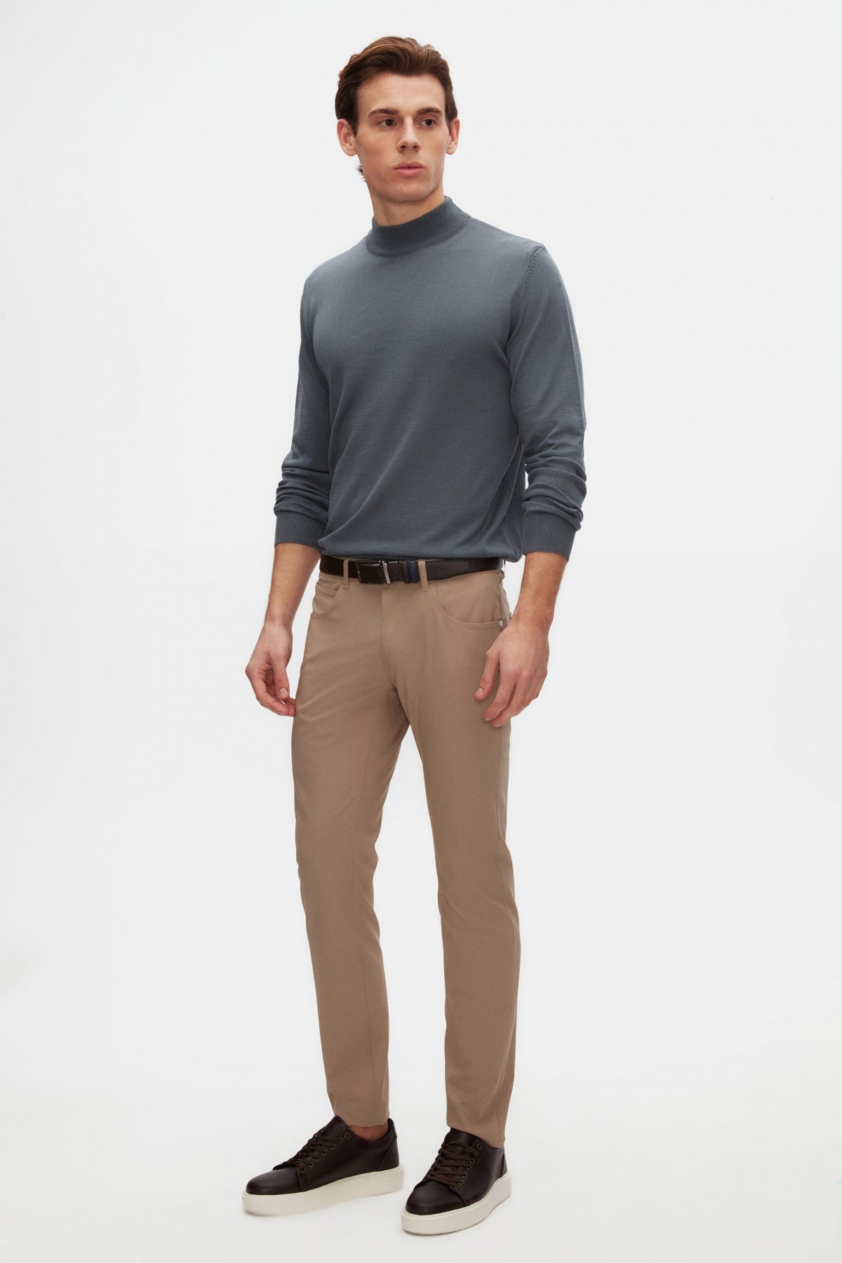 Ds Damat Regular Fit Cotton Blend Half Turtleneck Knit Sweater - Dark Blue