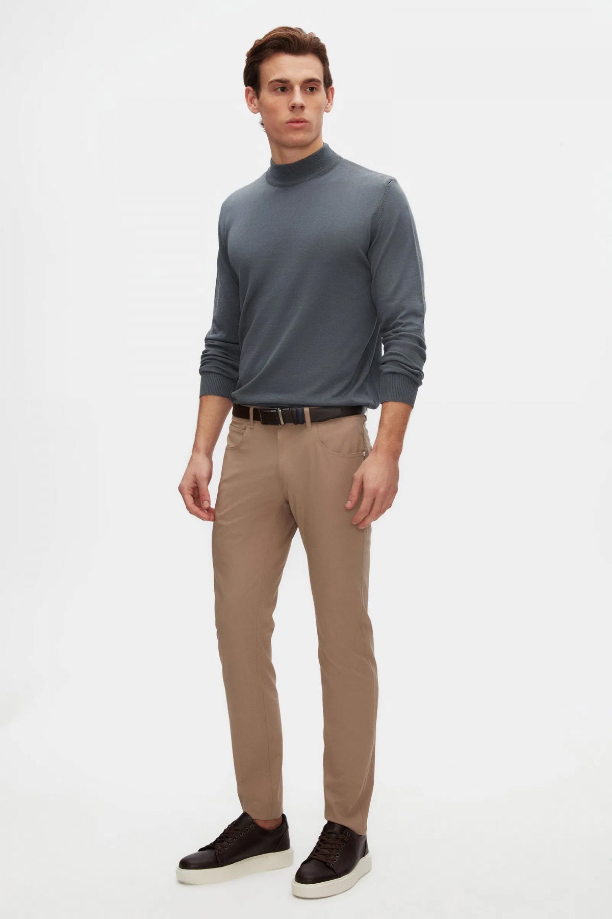 Ds Damat Regular Fit Cotton Blend Half Turtleneck Knit Sweater - Dark Blue