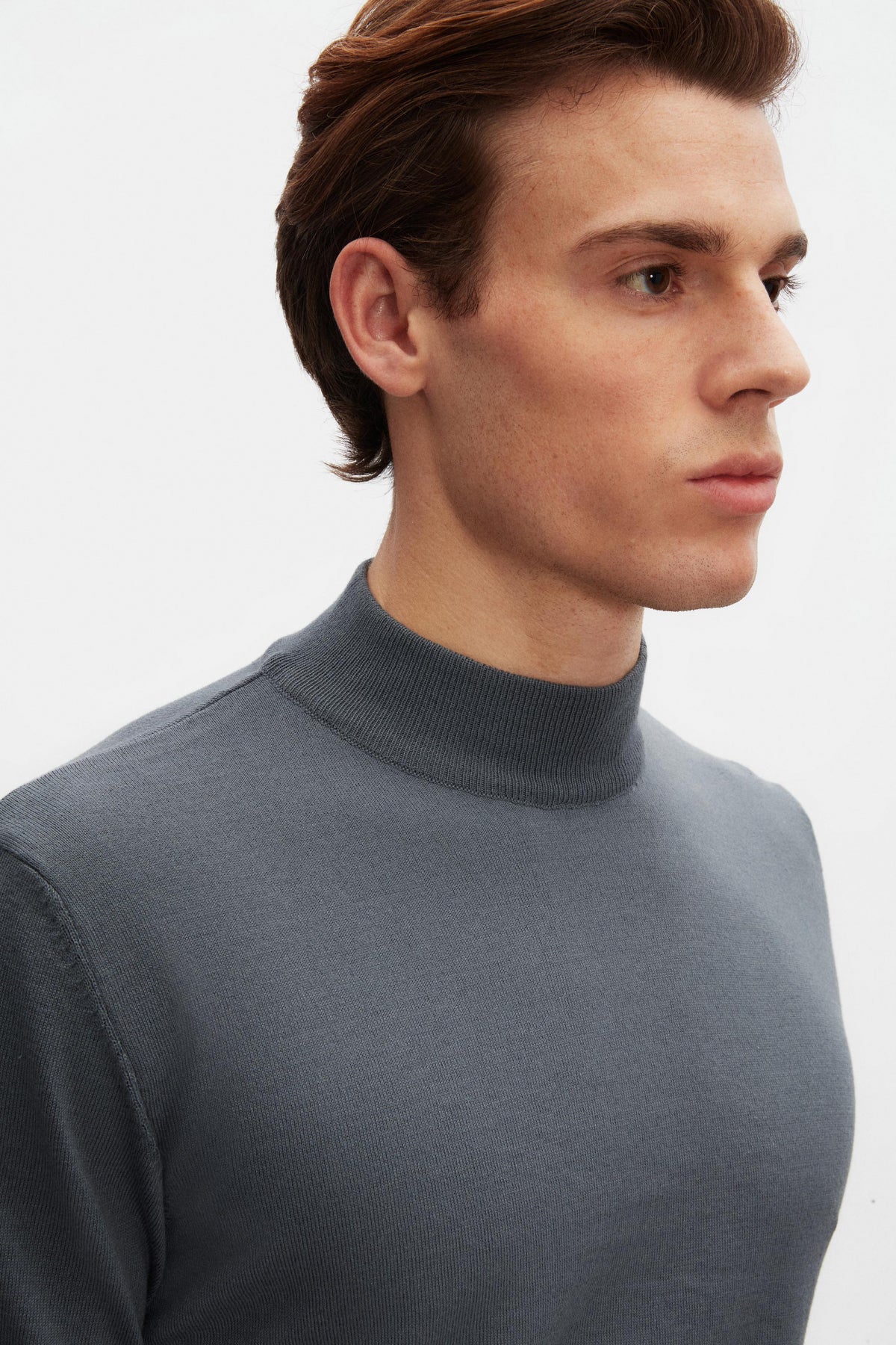 Ds Damat Regular Fit Cotton Blend Half Turtleneck Knit Sweater - Dark Blue