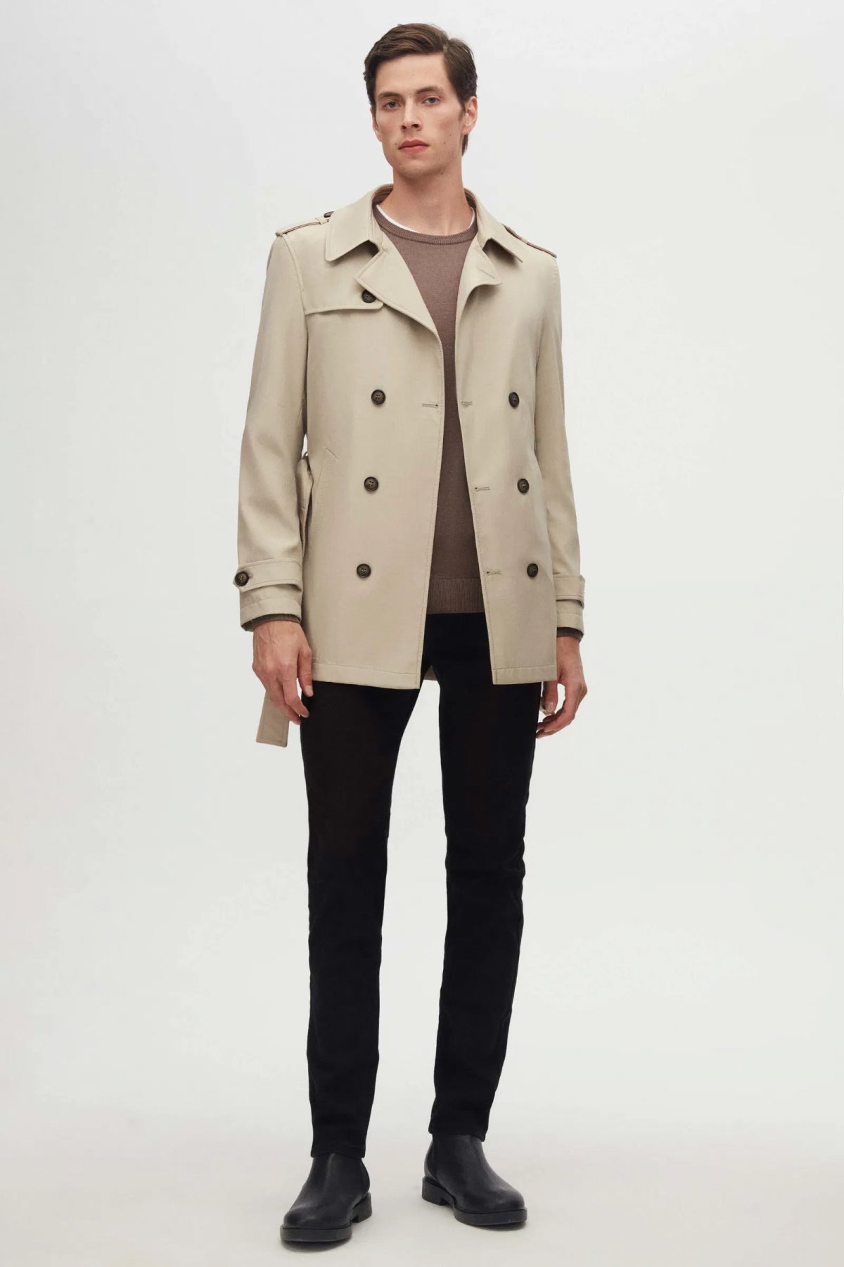 Ds Damat Regular Fit Epaulette Belted Trench Coat - Beige