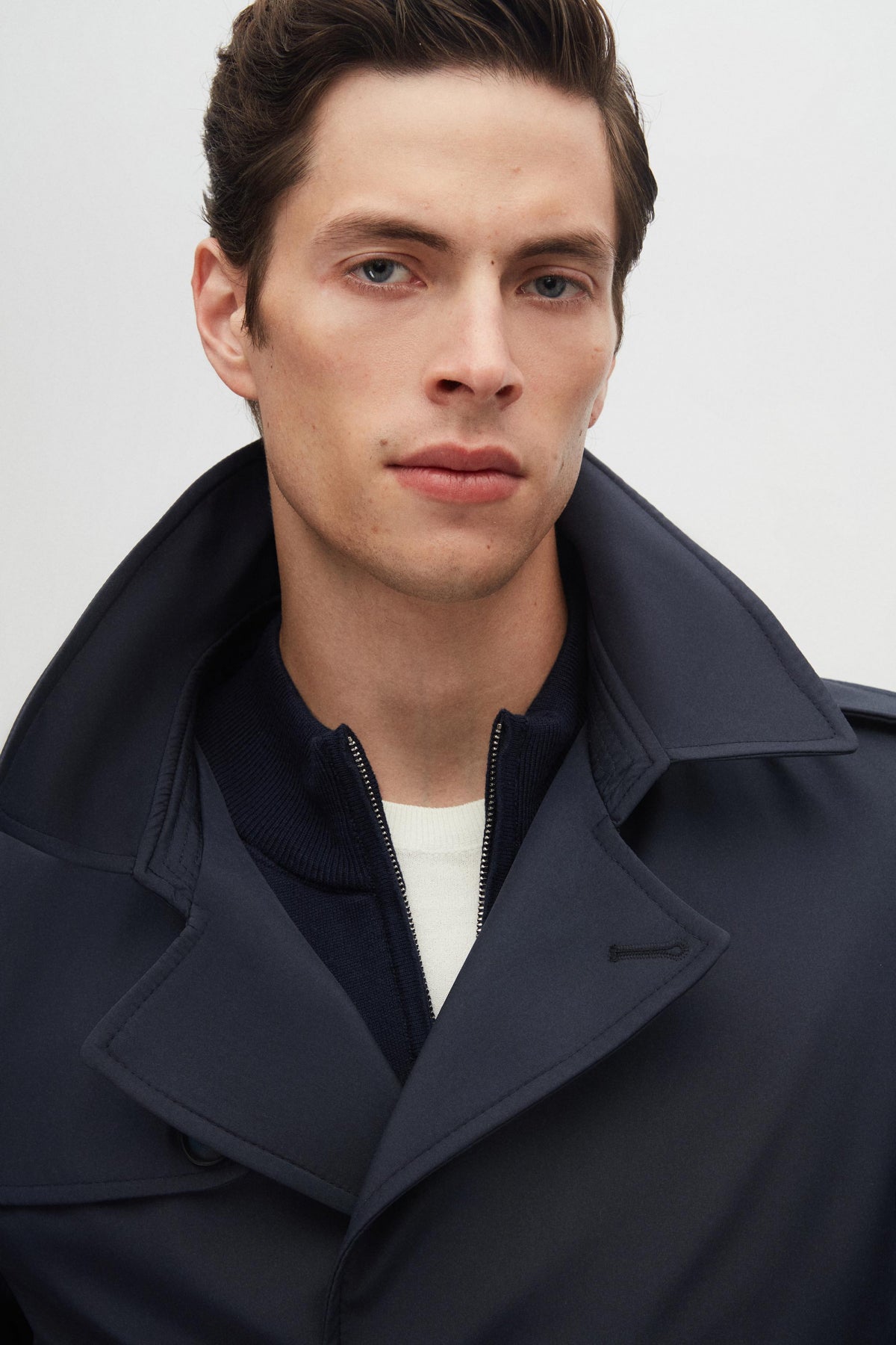 Ds Damat Regular Fit Epaulette Belted Trench Coat - Navy Blue
