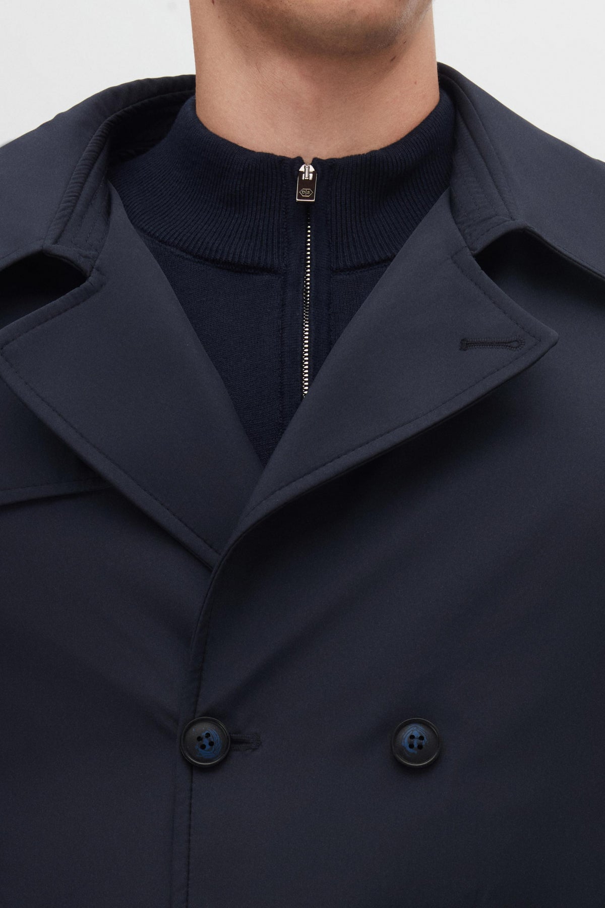 Ds Damat Regular Fit Epaulette Belted Trench Coat - Navy Blue