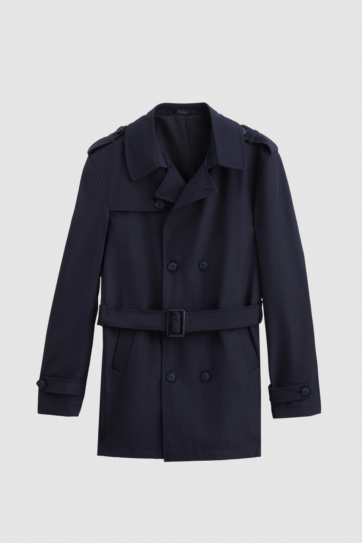 Ds Damat Regular Fit Epaulette Belted Trench Coat - Navy Blue