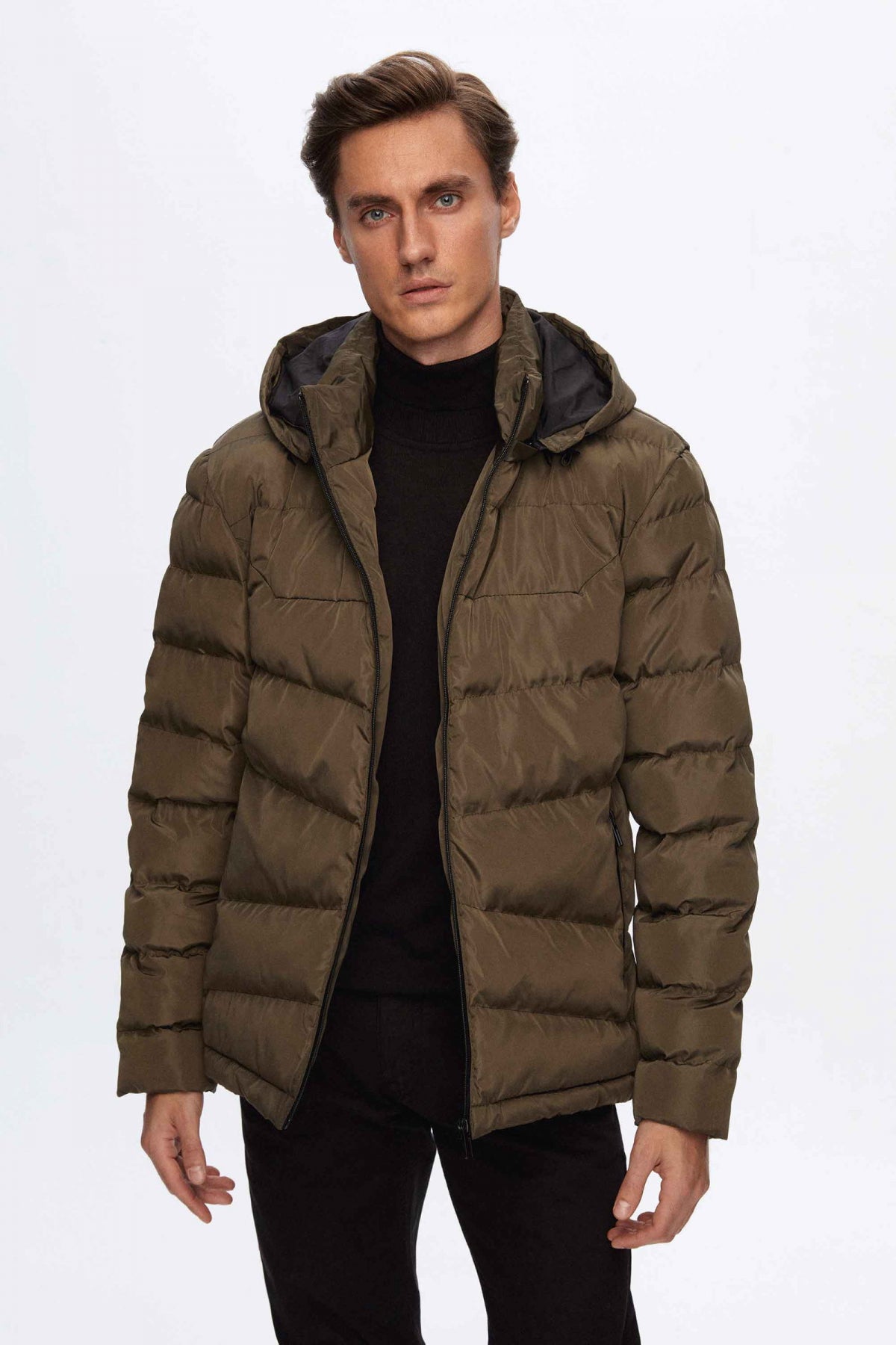 Ds Damat Regular Fit Hooded Puffer Jacket - Khaki