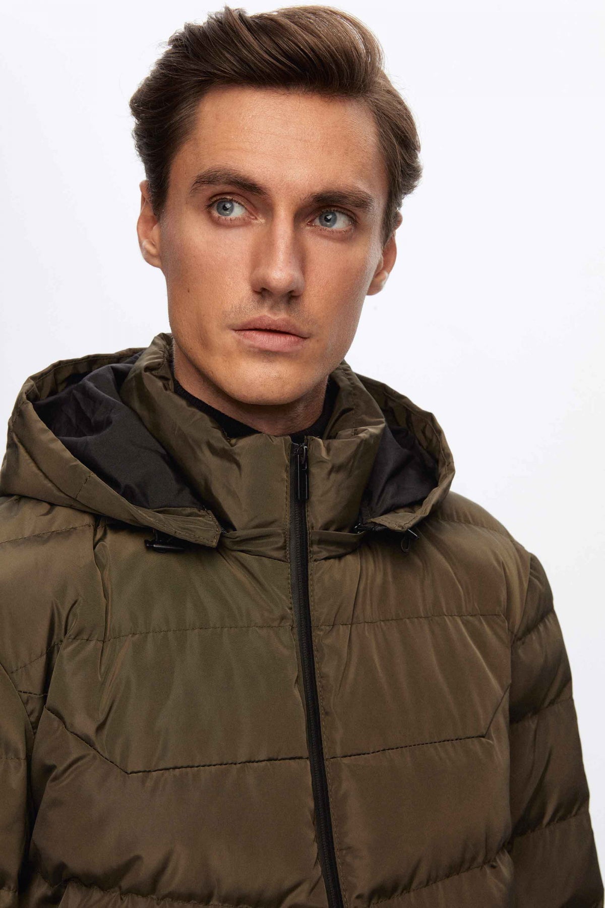 Ds Damat Regular Fit Hooded Puffer Jacket - Khaki