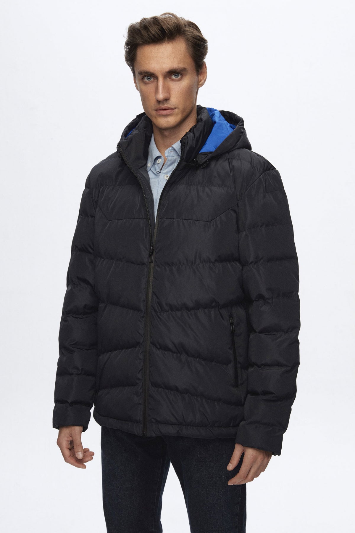 Ds Damat Regular Fit Hooded Puffer Jacket - Navy Blue