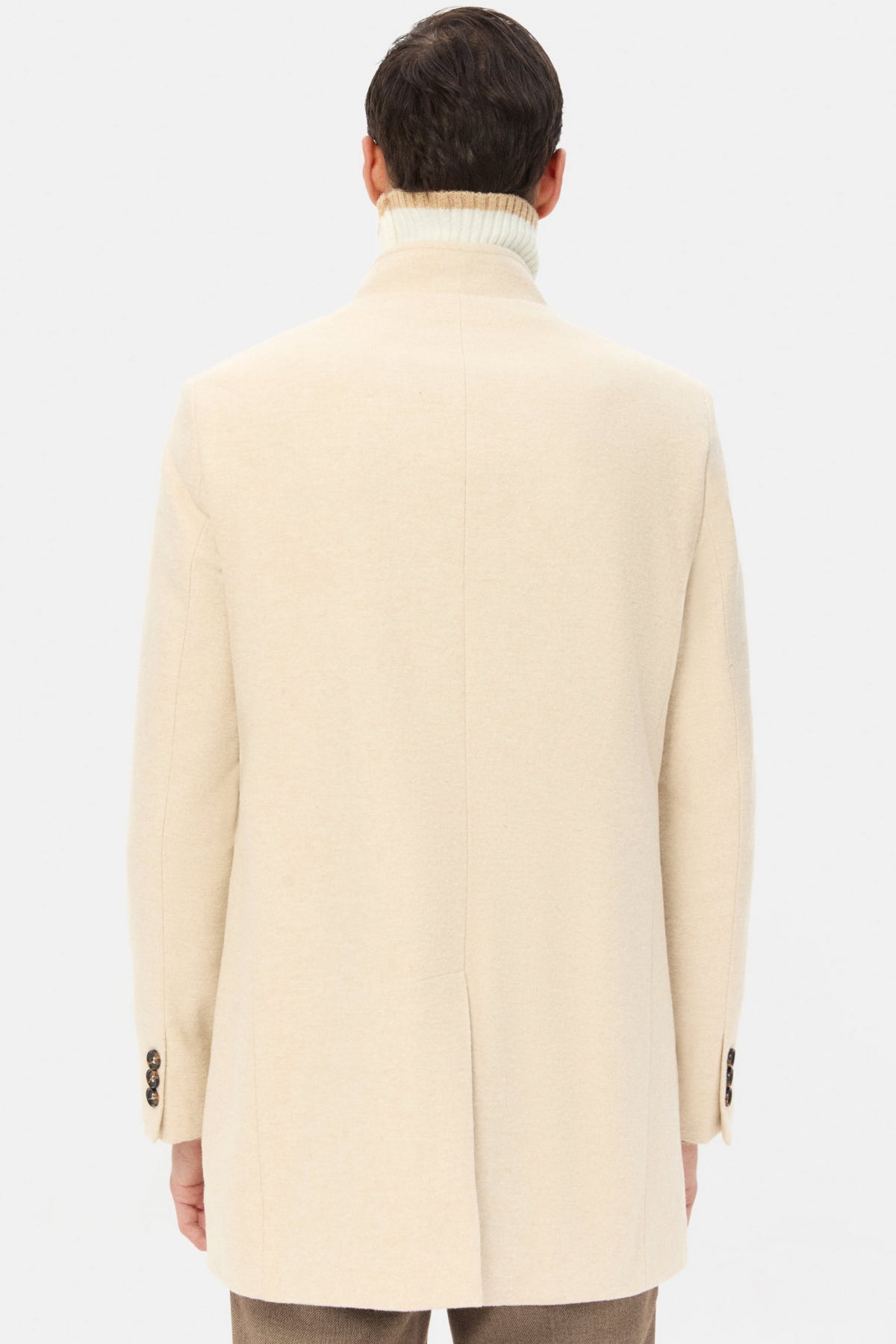 Ds Damat Regular Fit Mandarin Collar Wool Coat - Beige