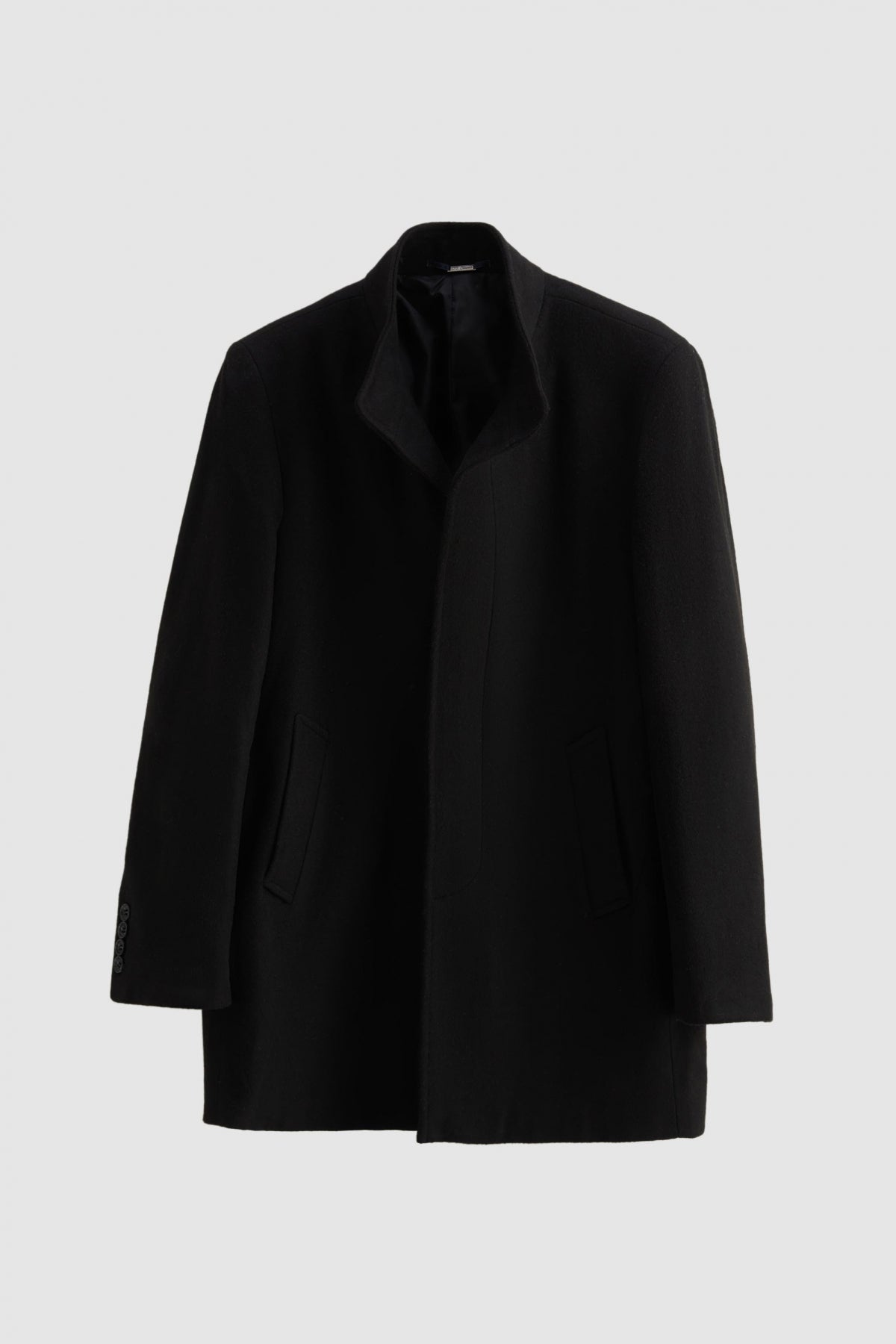 Ds Damat Regular Fit Mandarin Collar Wool Coat - Black