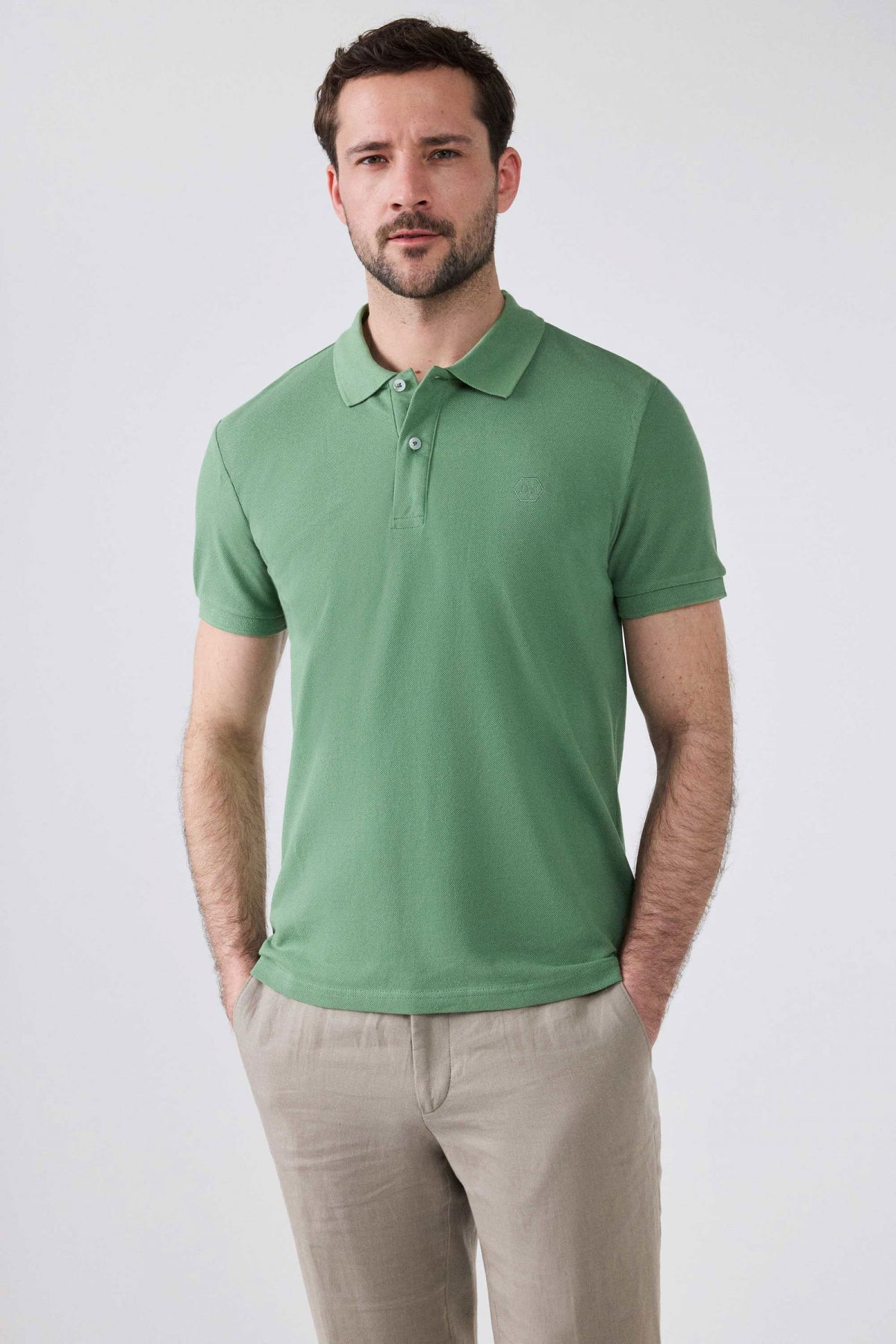 Ds Damat Regular Fit Mixed Color Textured 100% Cotton Polo Collar T-Shirt - Red White
