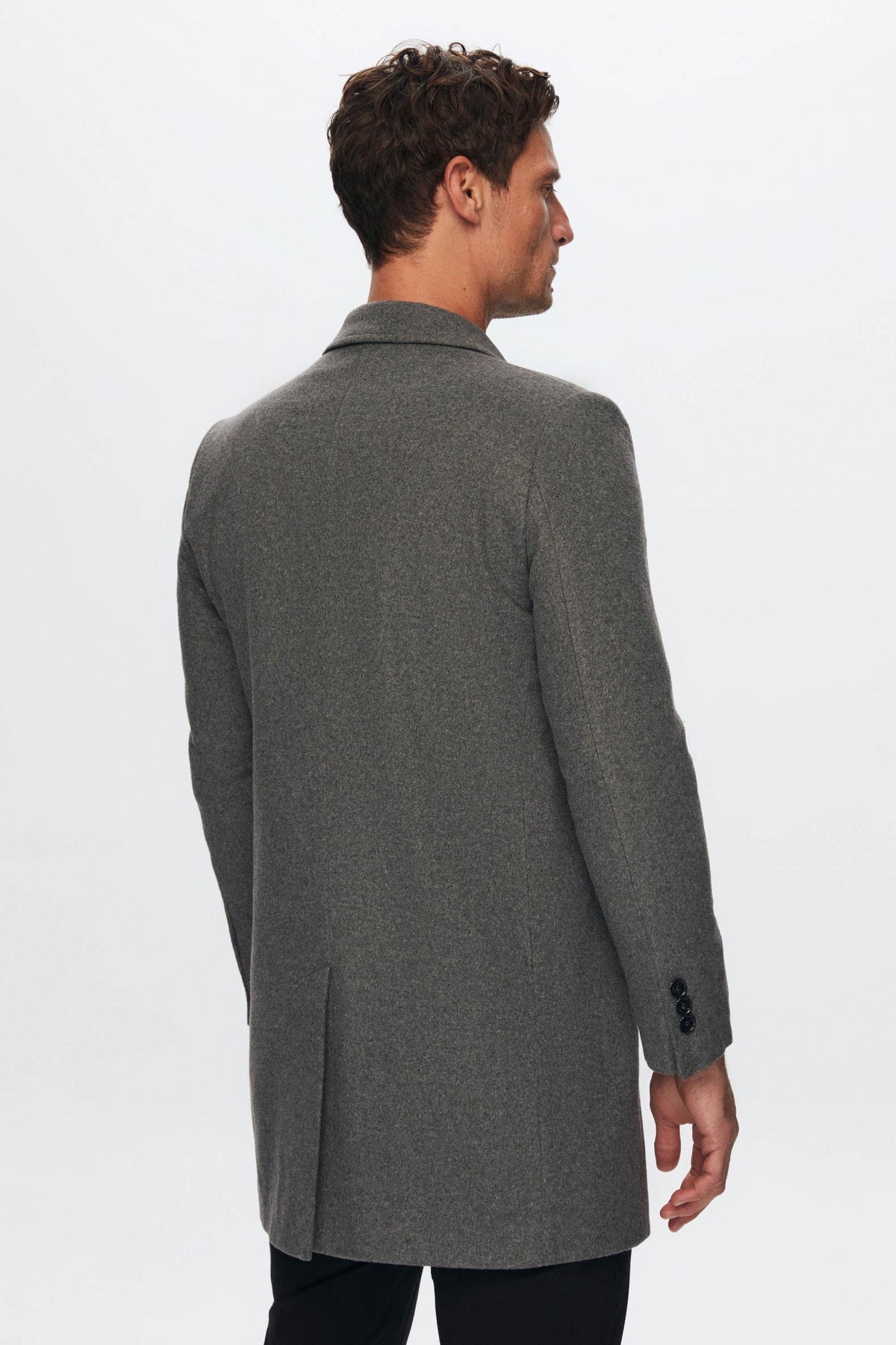 Ds Damat Regular Fit Mono Collar Wool Coat - Anthracite