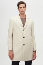 Ds Damat Regular Fit Mono Collar Wool Coat  - Ecru