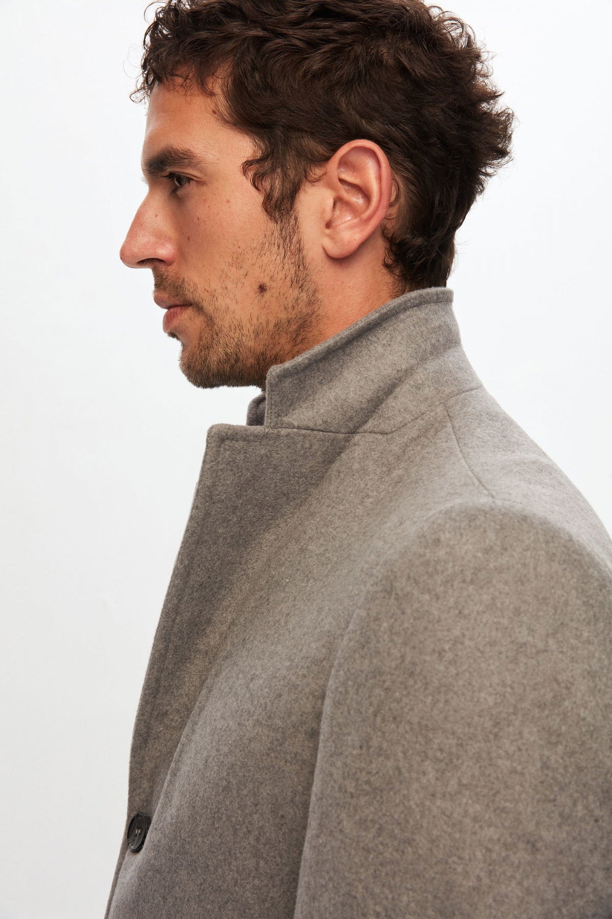 Ds Damat Regular Fit Mono Collar Wool Coat - Gray