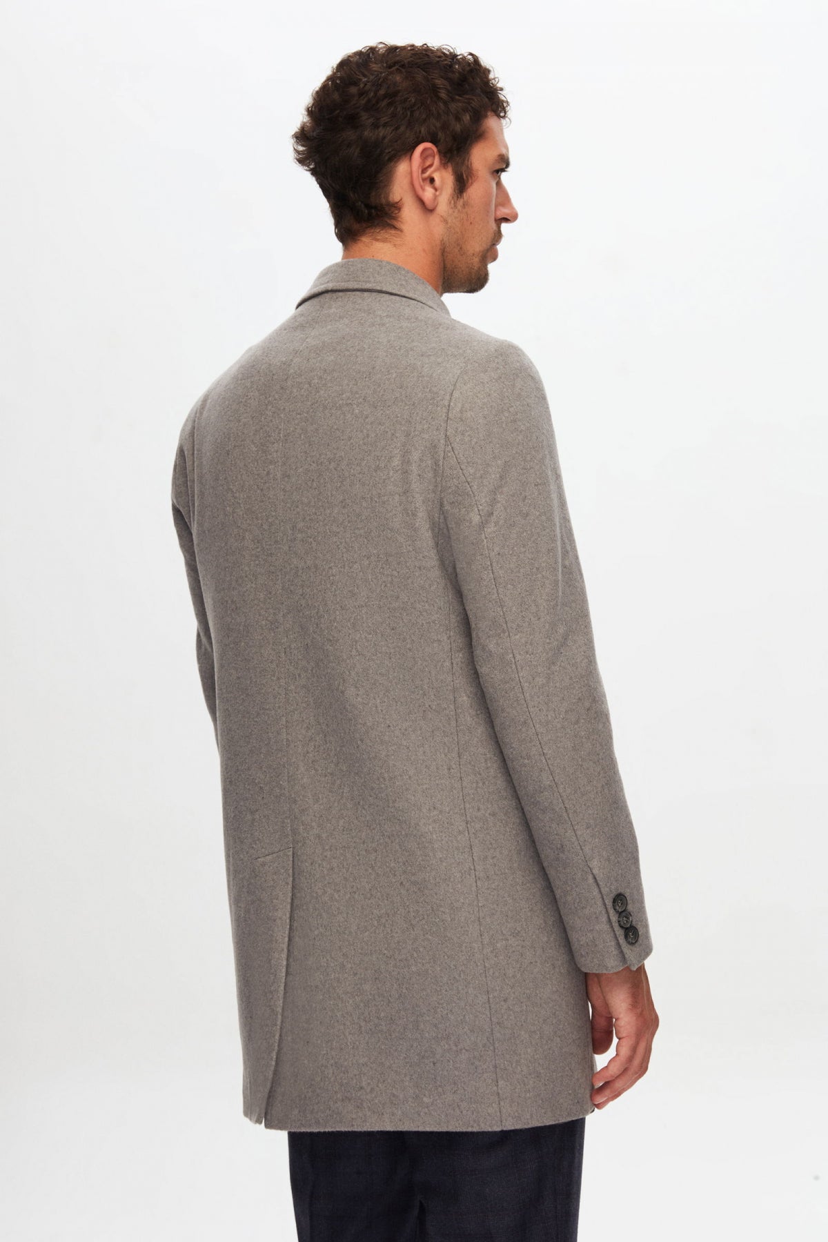 Ds Damat Regular Fit Mono Collar Wool Coat - Gray