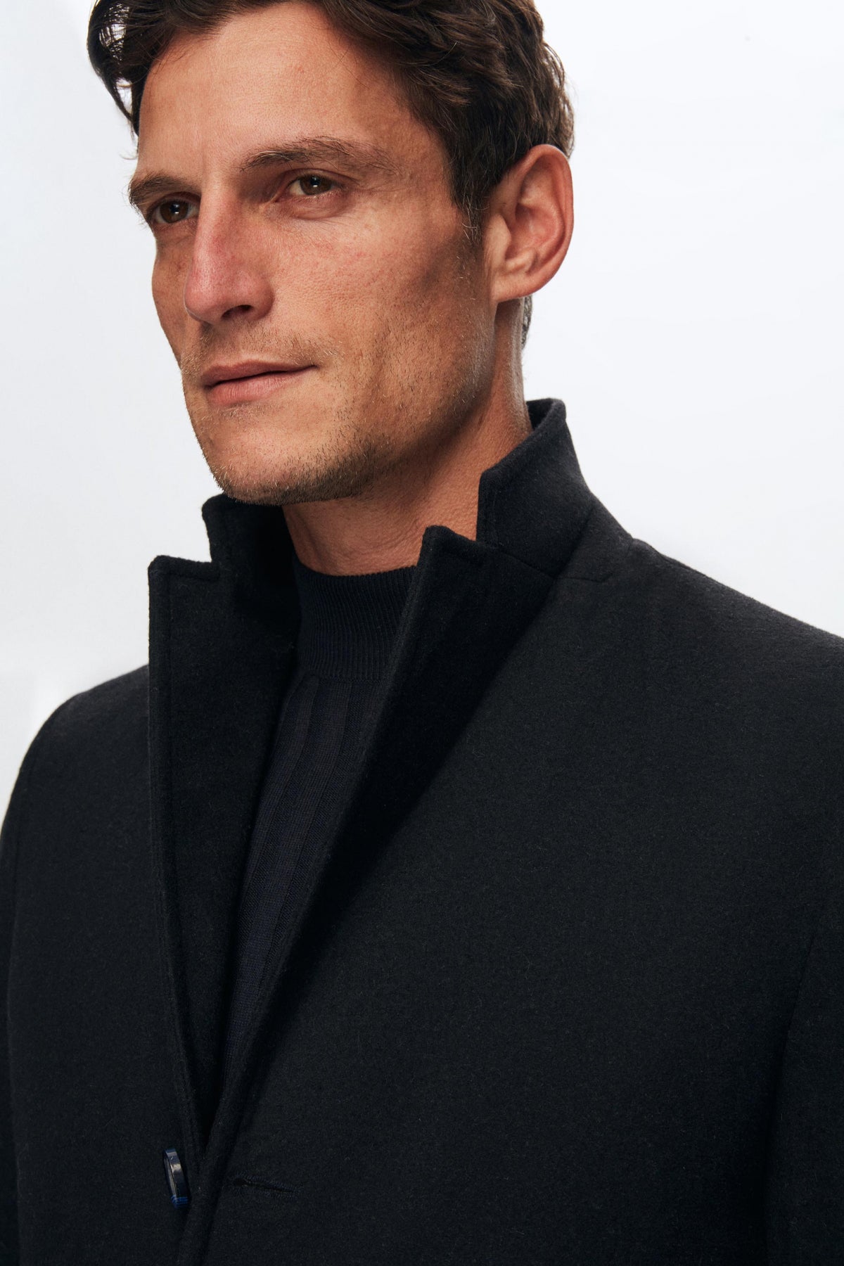Ds Damat Regular Fit Mono Collar Wool Coat - Navy Blue