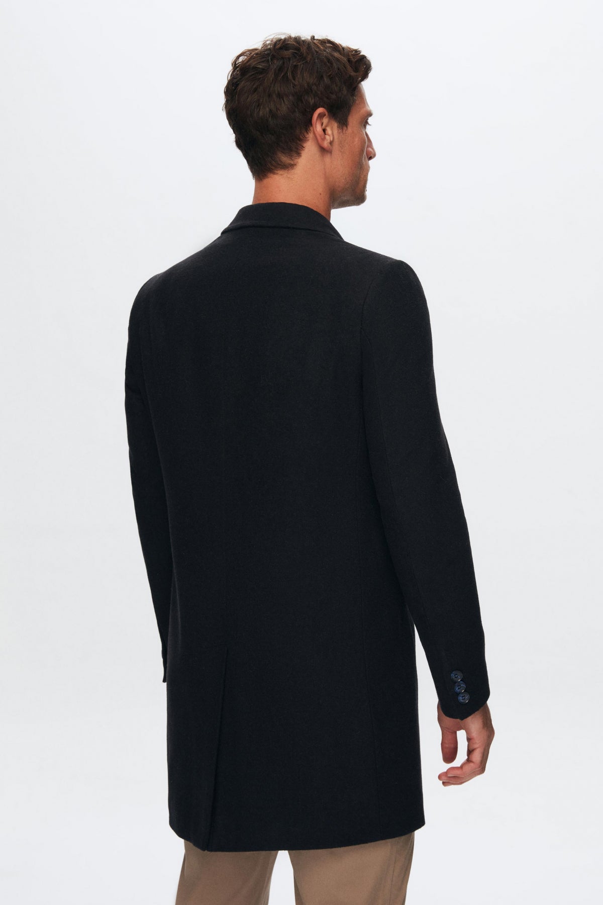 Ds Damat Regular Fit Mono Collar Wool Coat - Navy Blue