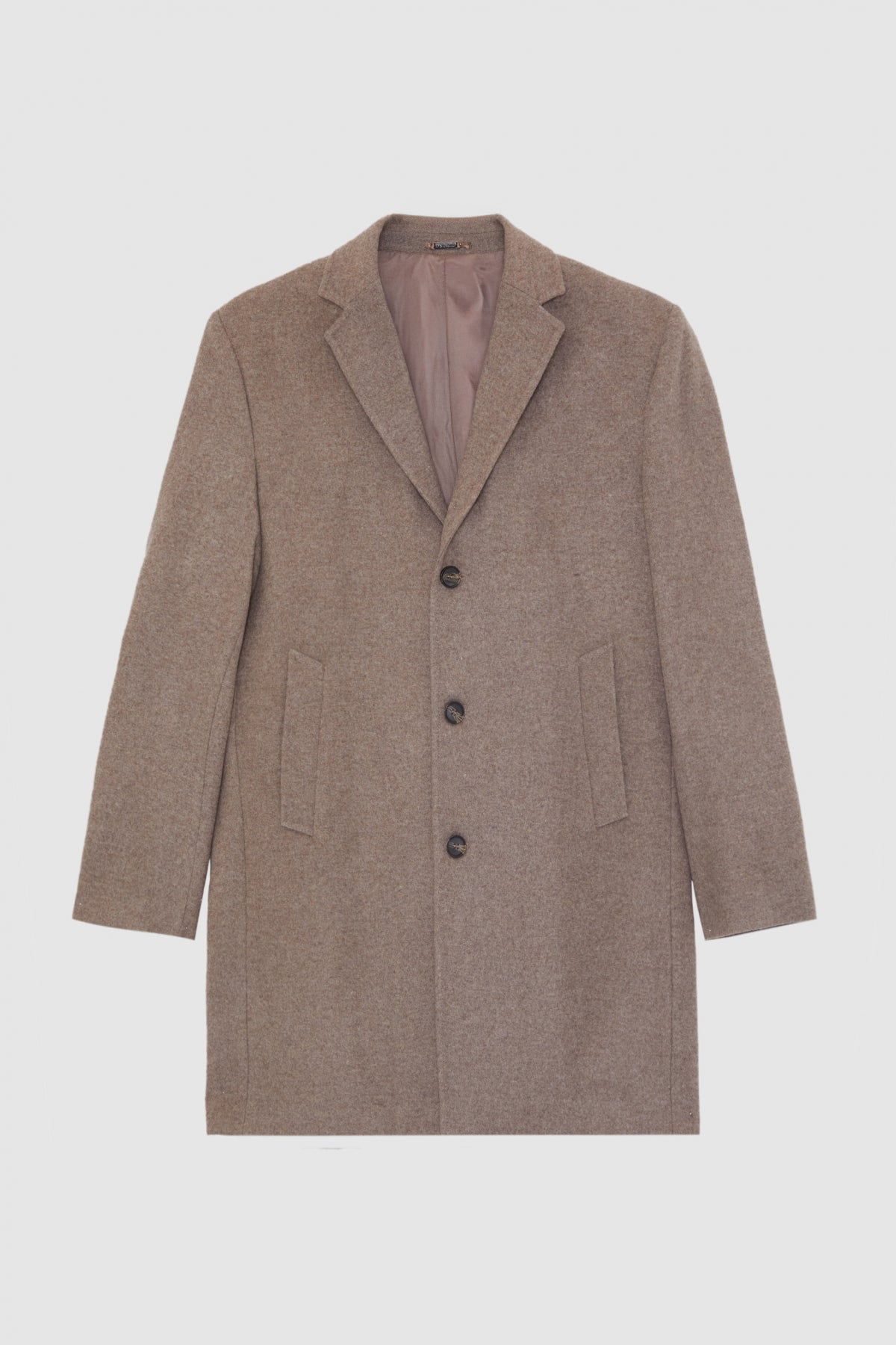 Ds Damat Regular Fit Mono Collar Wool Coat - Taupe